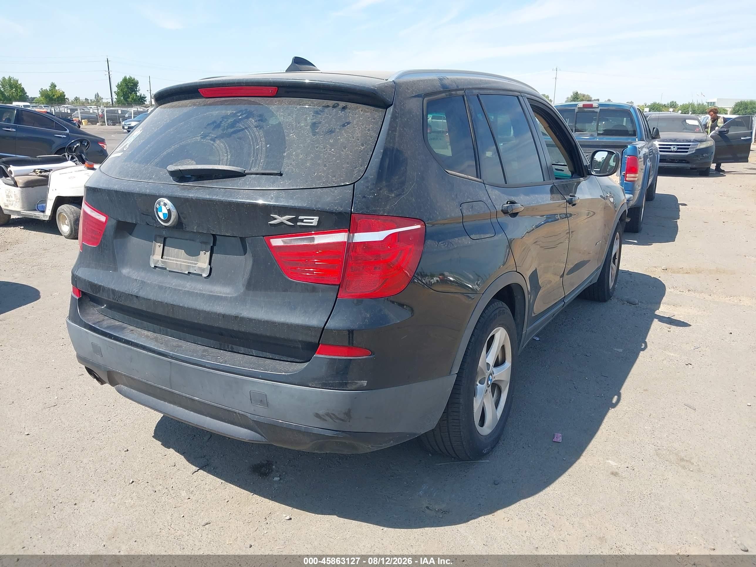 2012 Bmw X3 Xdrive28i Black vin: 5UXWX5C57CL725154