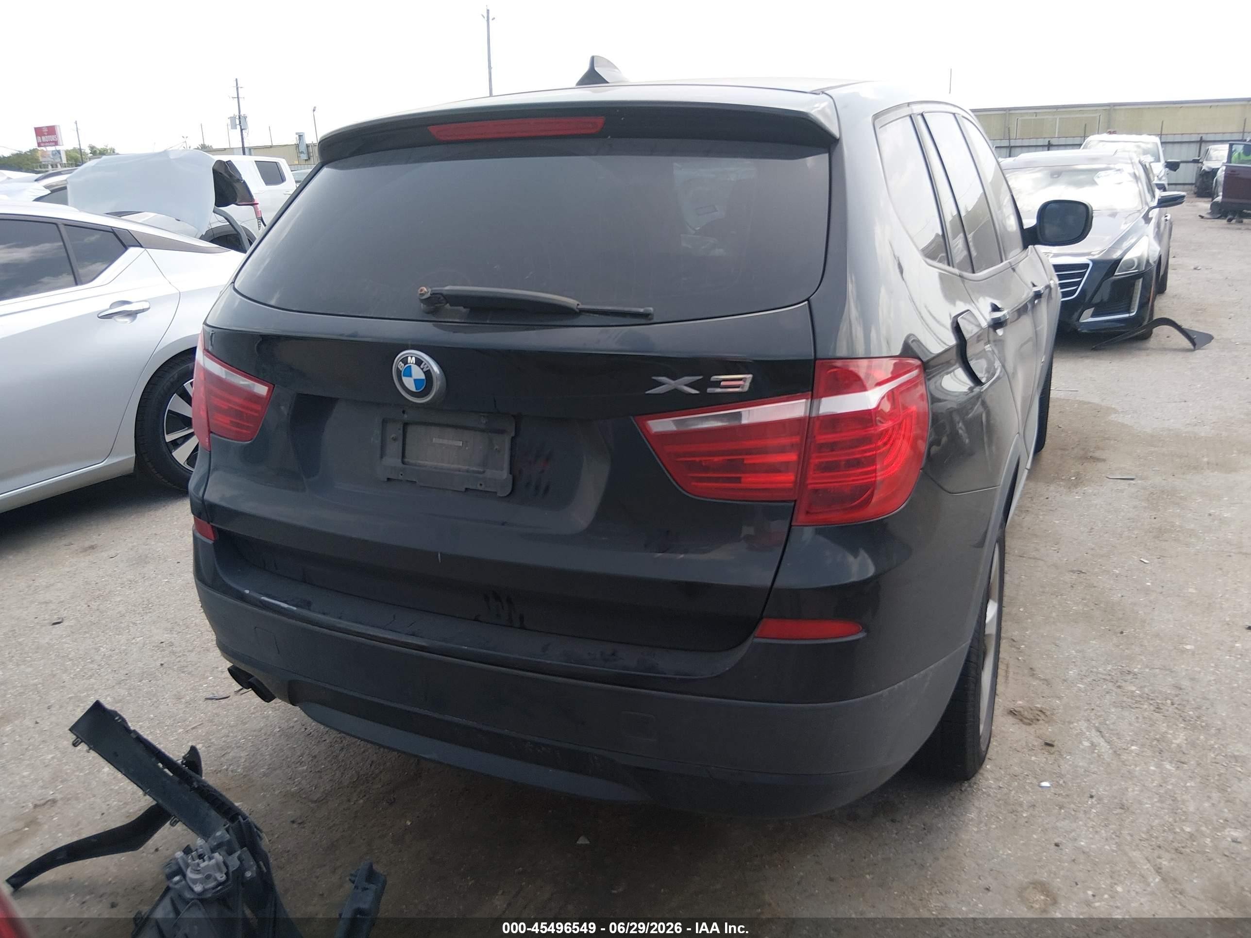 2012 Bmw X3 Xdrive28i Черный vin: 5UXWX5C57CL726918