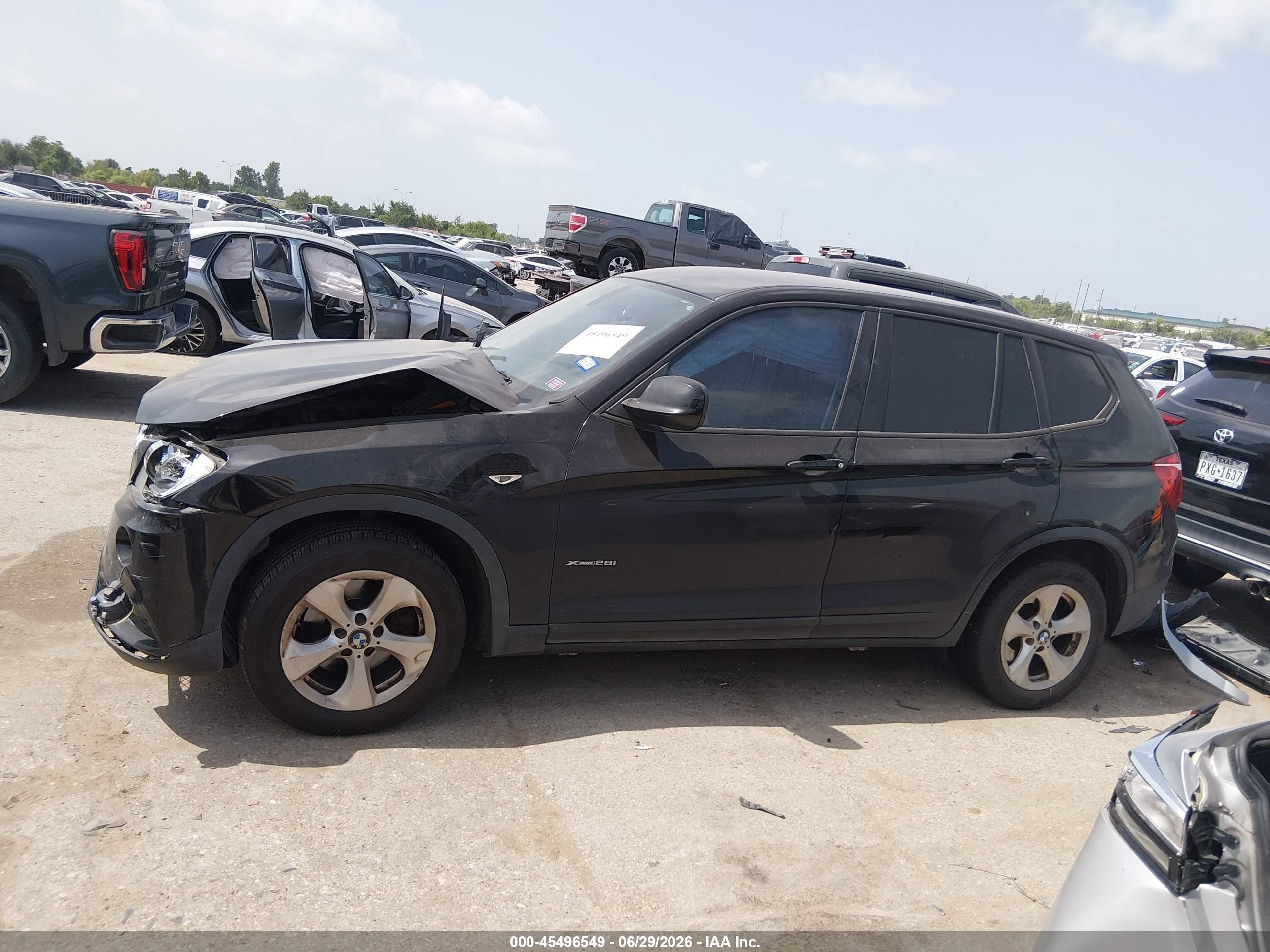 2012 Bmw X3 Xdrive28i Черный vin: 5UXWX5C57CL726918