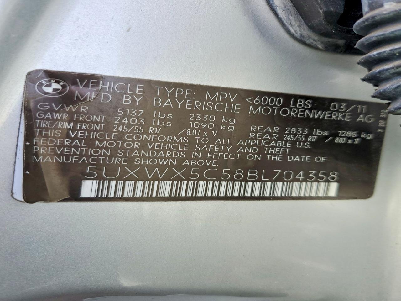 2011 Bmw X3 Xdrive28i Silver vin: 5UXWX5C58BL704358