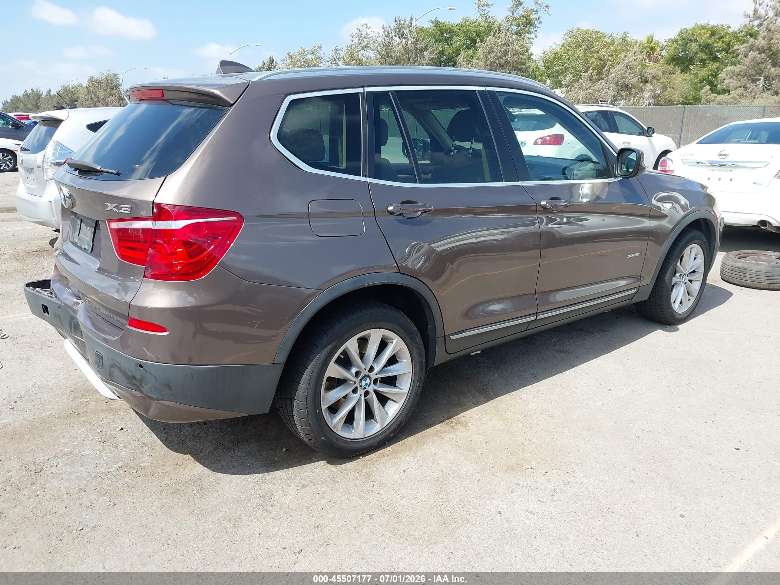 2011 Bmw X3 Xdrive28i Brown vin: 5UXWX5C58BL710533