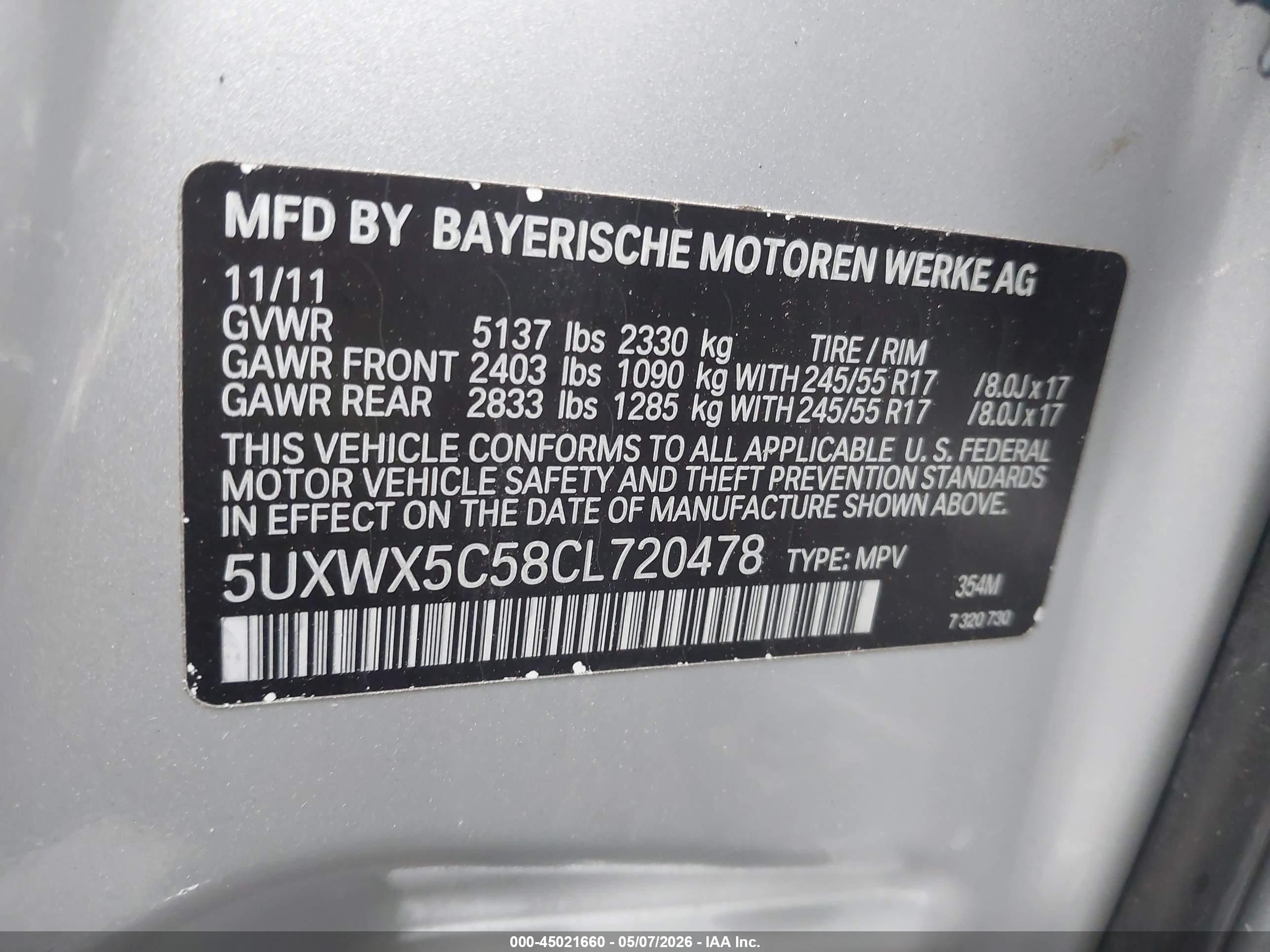 2012 Bmw X3 Xdrive28i Silver vin: 5UXWX5C58CL720478