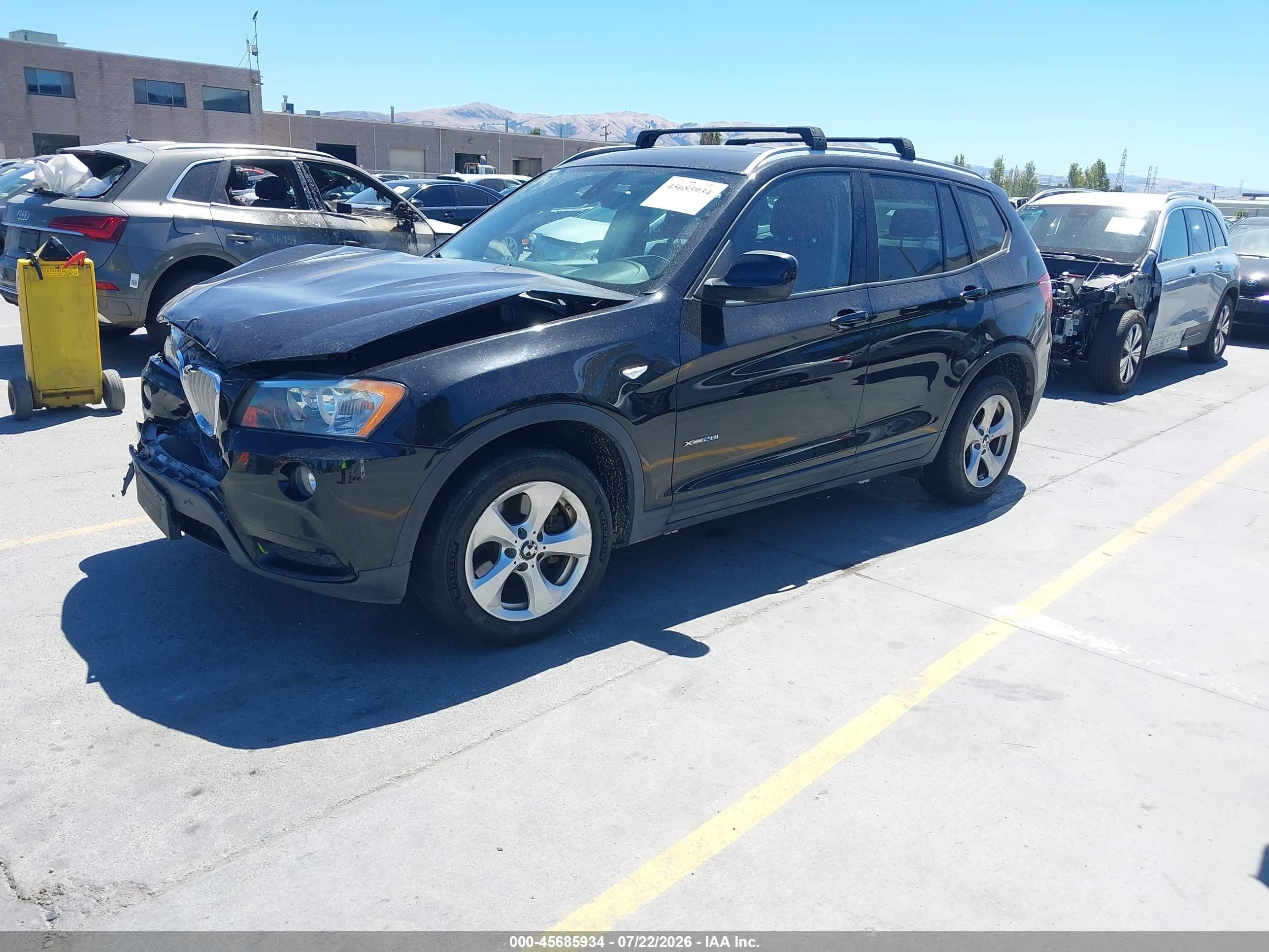 2012 Bmw X3 Xdrive28i Black vin: 5UXWX5C58CL722358