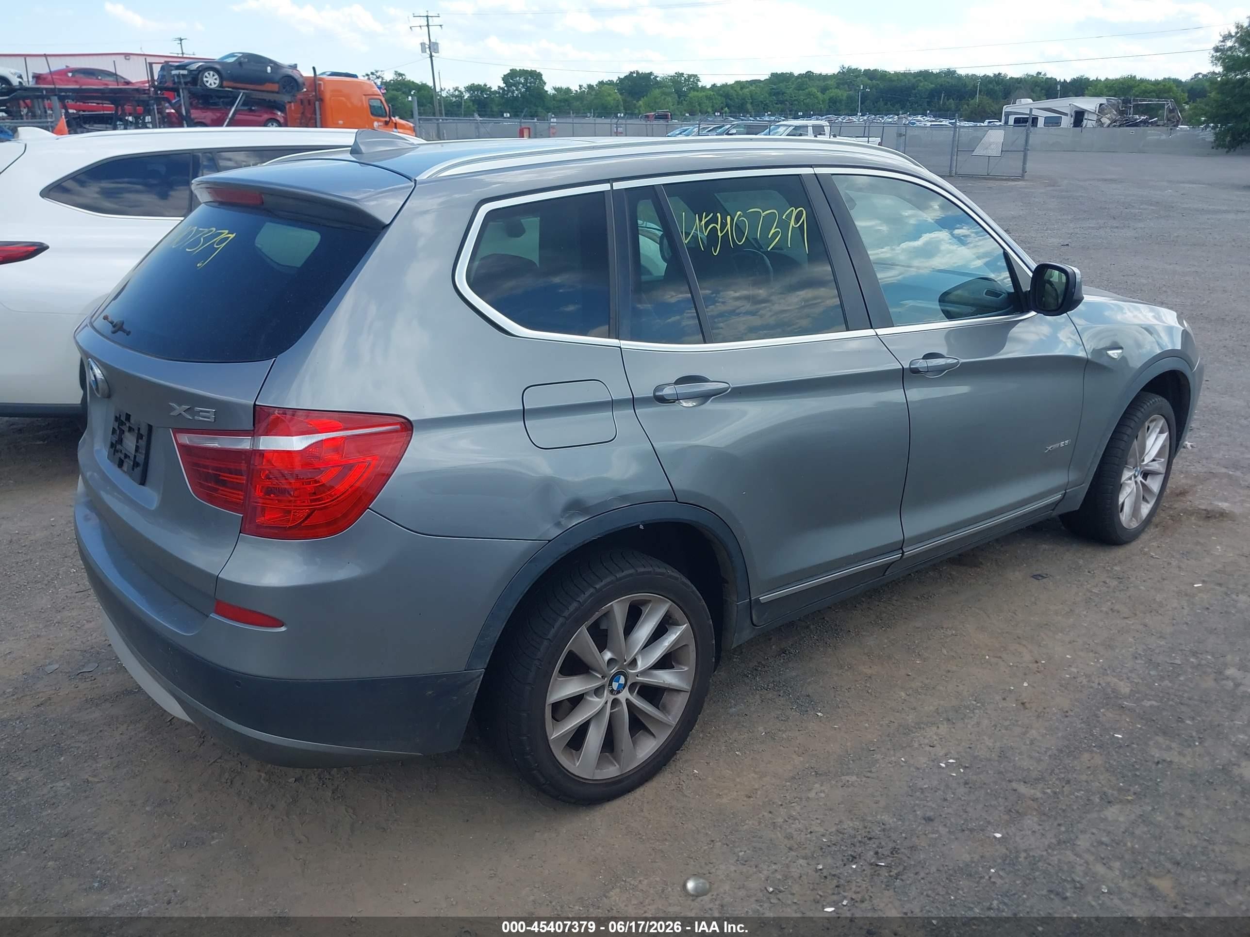 2012 Bmw X3 Xdrive28i Gray vin: 5UXWX5C58CL726426