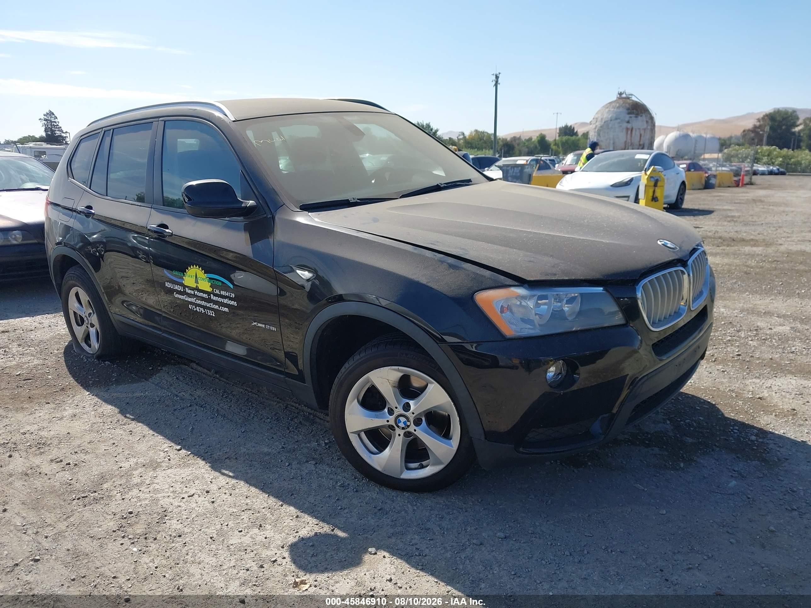 2012 Bmw X3 Xdrive28i Black vin: 5UXWX5C58CL726796