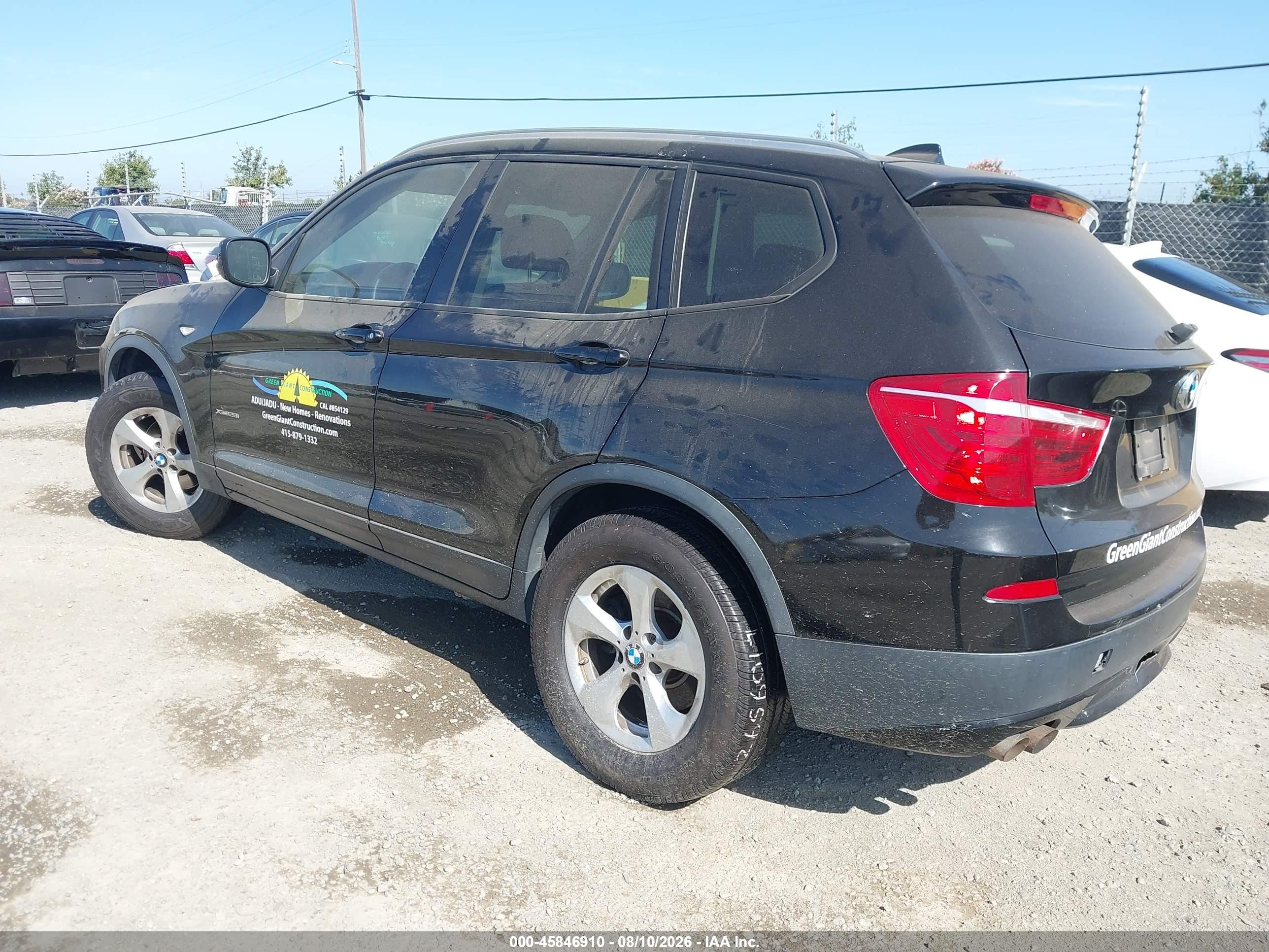 2012 Bmw X3 Xdrive28i Black vin: 5UXWX5C58CL726796