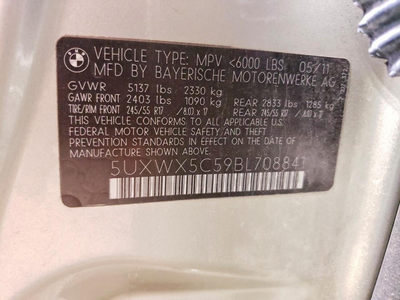 2011 Bmw X3 Xdrive28i Beige vin: 5UXWX5C59BL708841