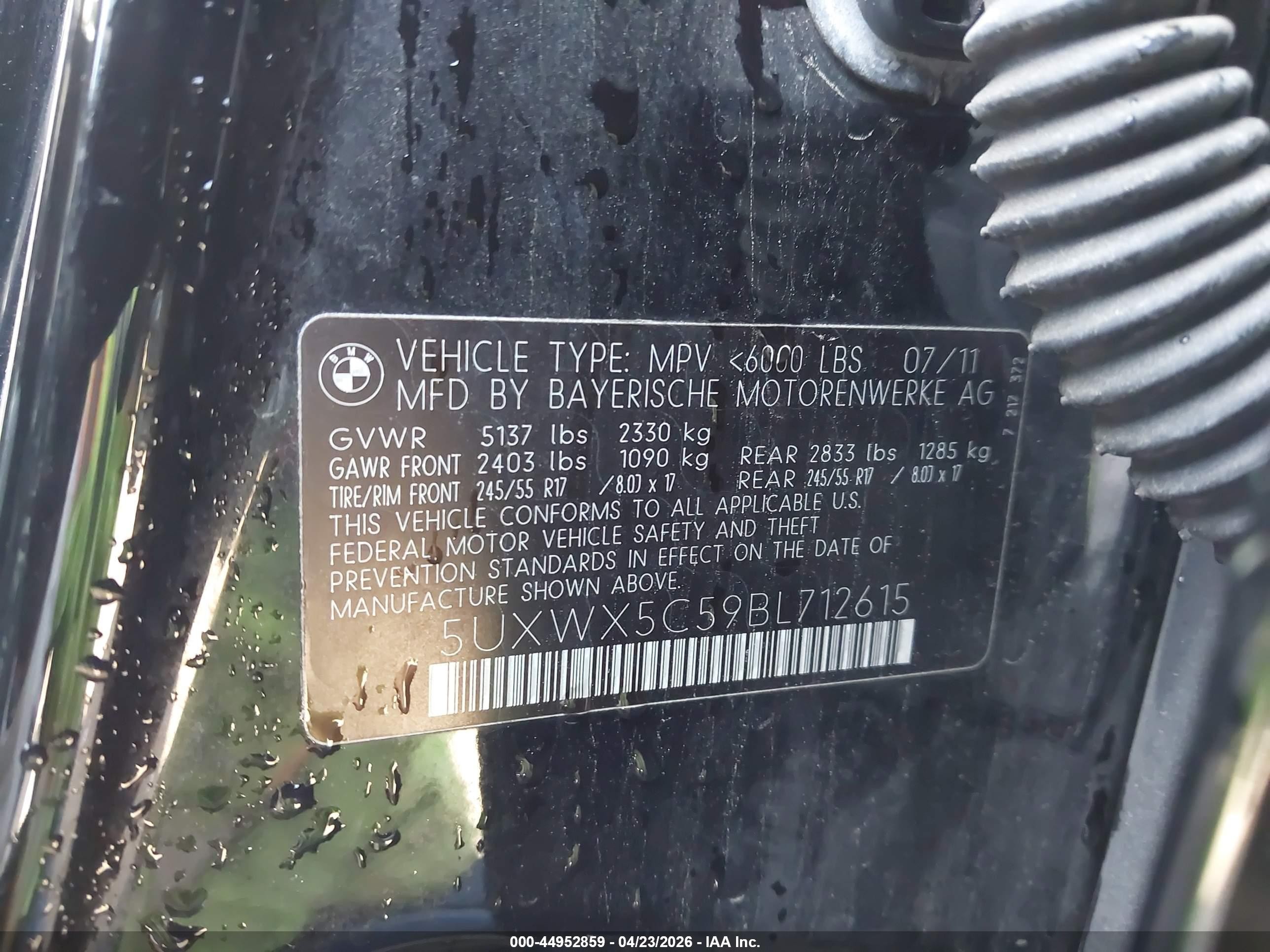 2011 Bmw X3 Xdrive28i Black vin: 5UXWX5C59BL712615