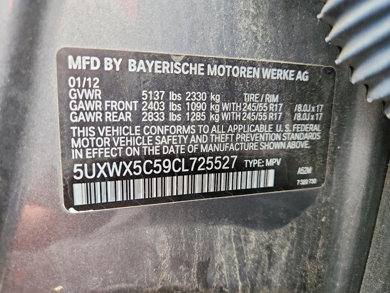 2012 Bmw X3 Xdrive28i Gray vin: 5UXWX5C59CL725527