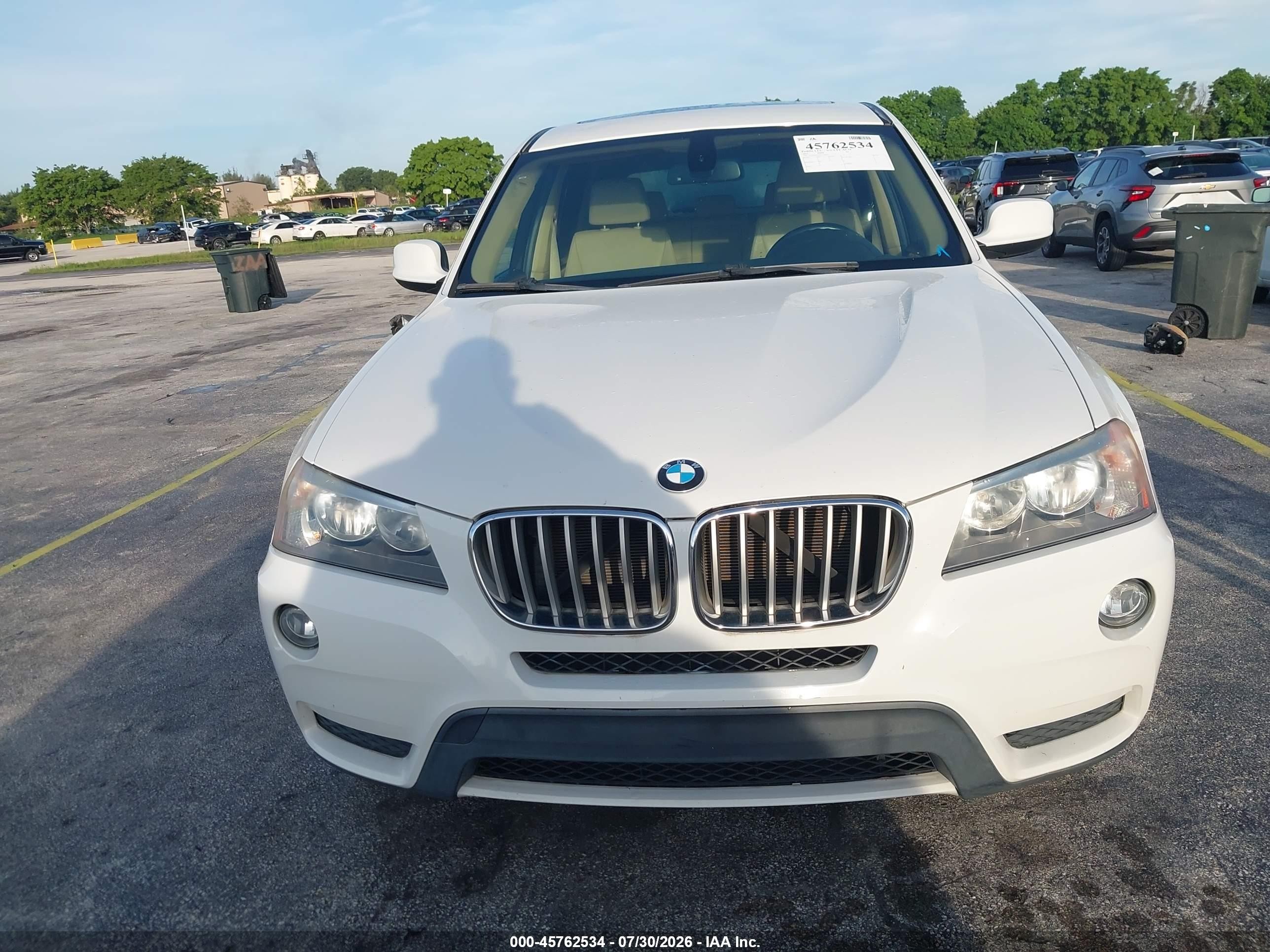 2012 Bmw X3 Xdrive28i White vin: 5UXWX5C5XCL720871