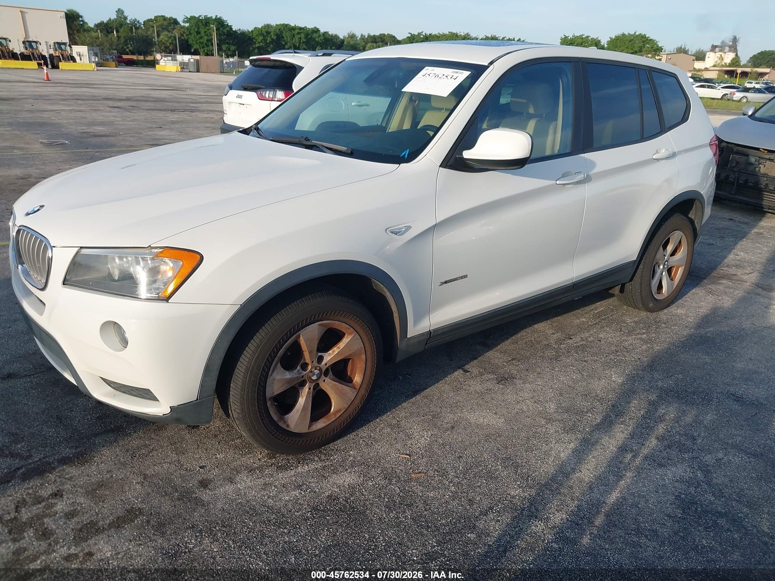 2012 Bmw X3 Xdrive28i White vin: 5UXWX5C5XCL720871