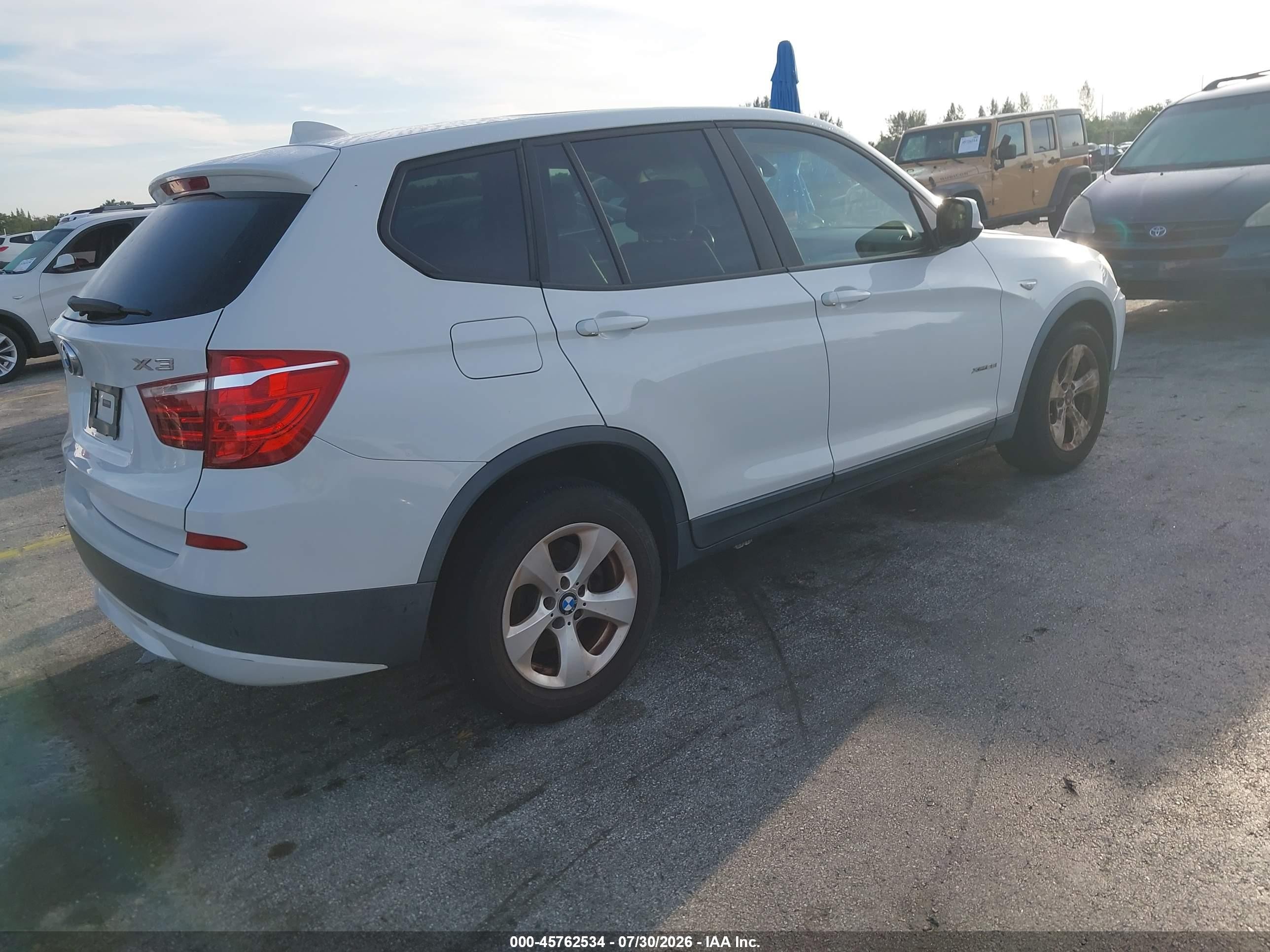 2012 Bmw X3 Xdrive28i White vin: 5UXWX5C5XCL720871