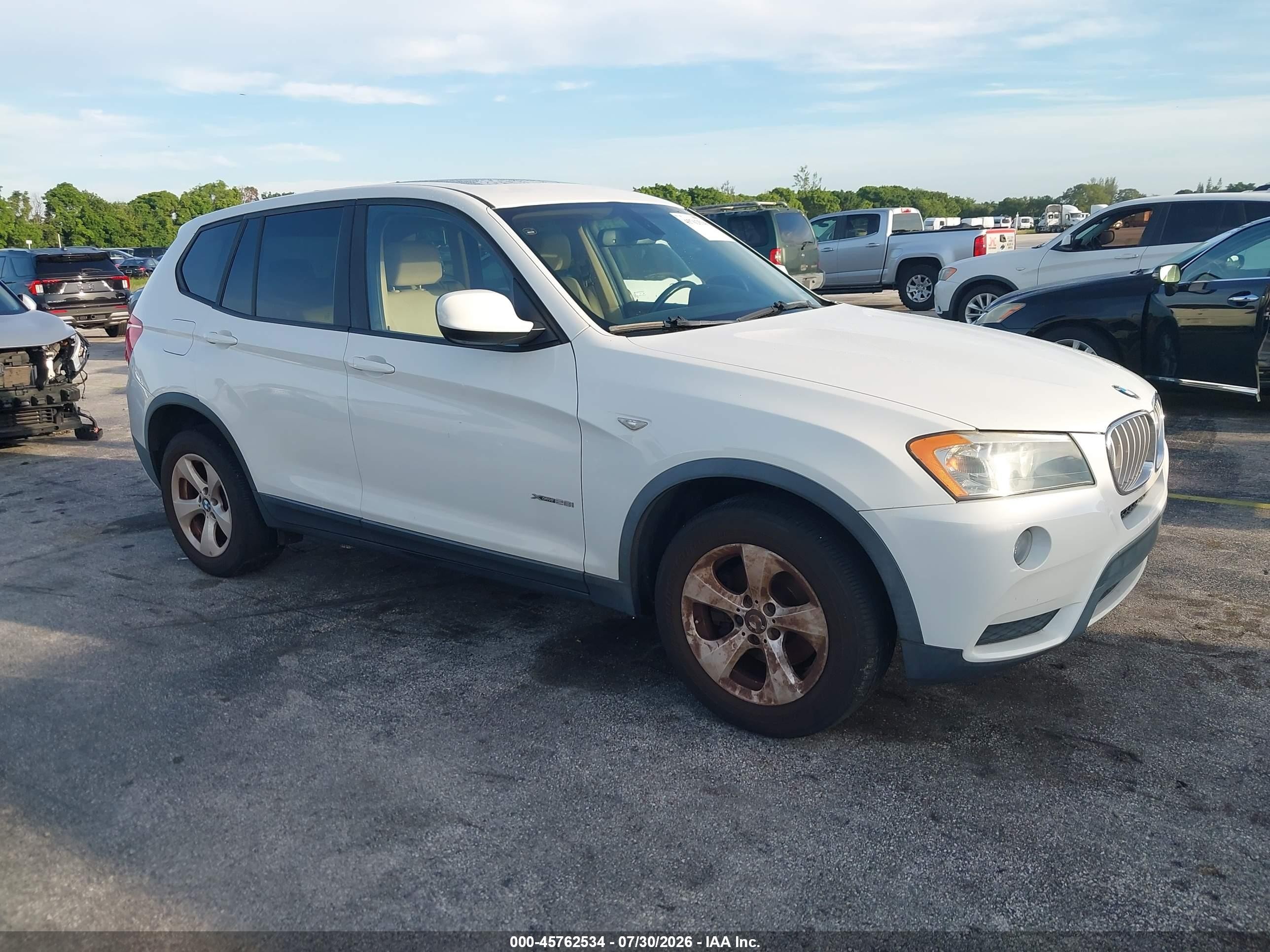 2012 Bmw X3 Xdrive28i White vin: 5UXWX5C5XCL720871