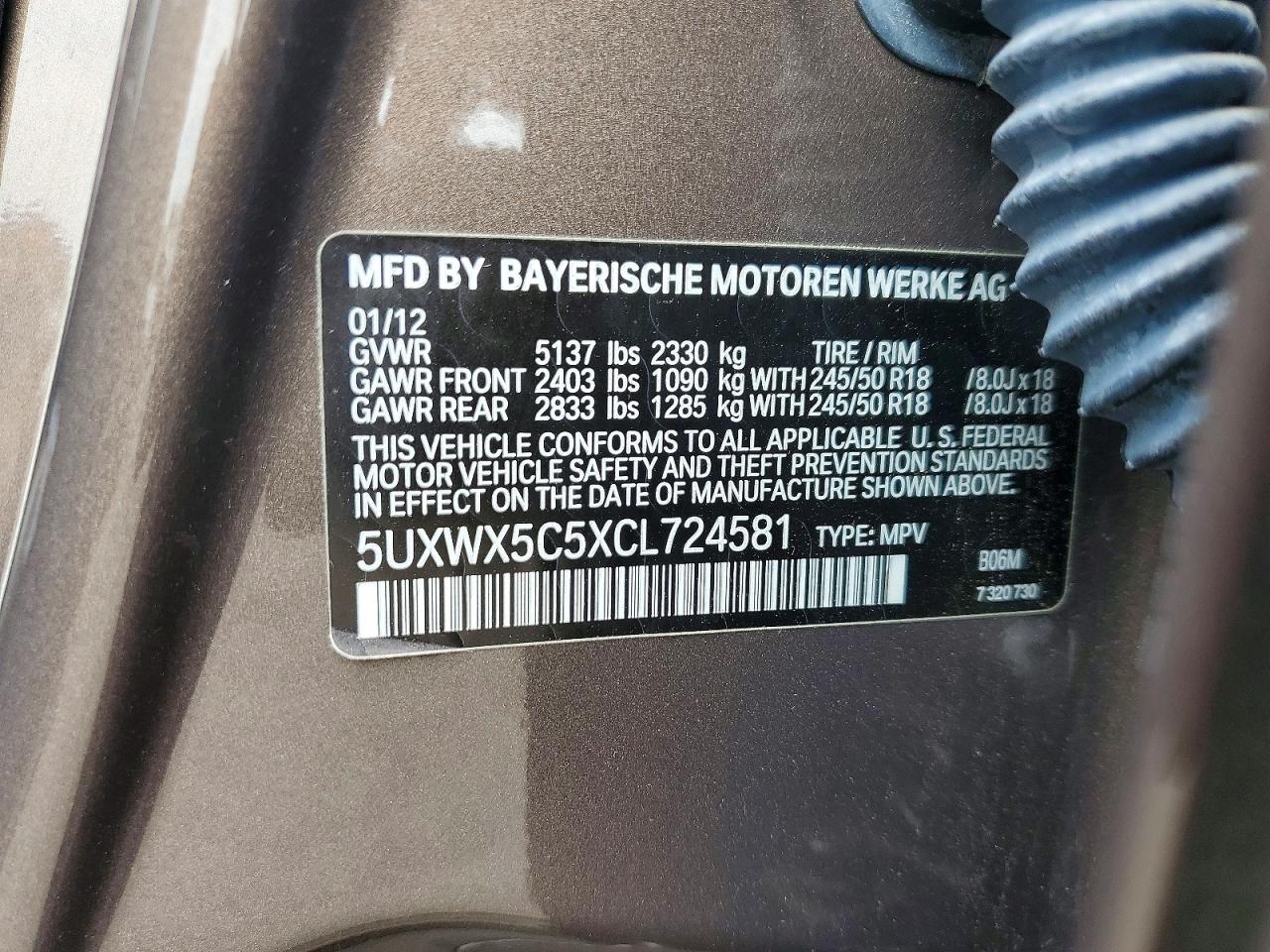 2012 Bmw X3 Xdrive28i Коричневый vin: 5UXWX5C5XCL724581