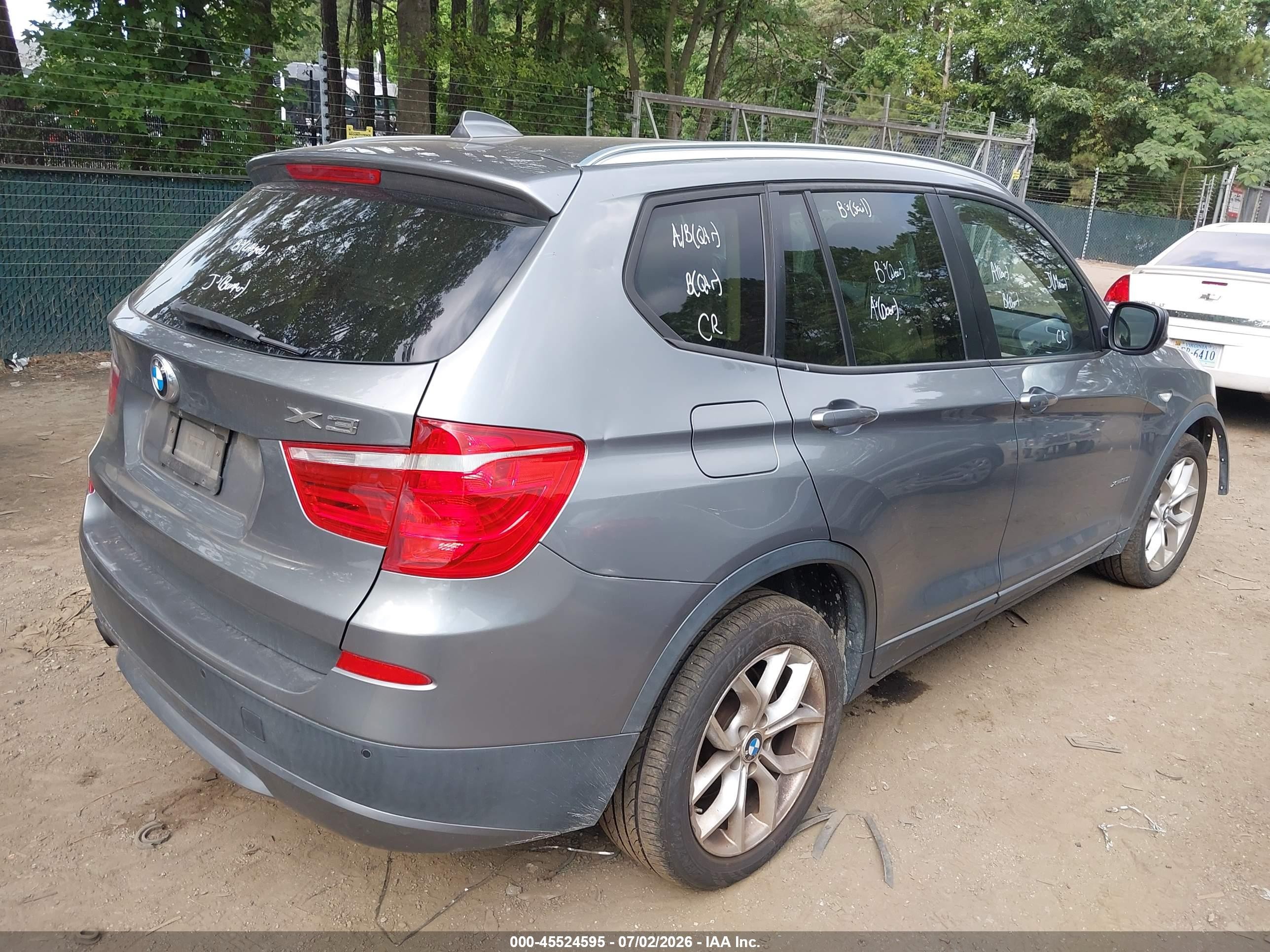 2013 Bmw X3 Xdrive35i Gray vin: 5UXWX7C50DL976840