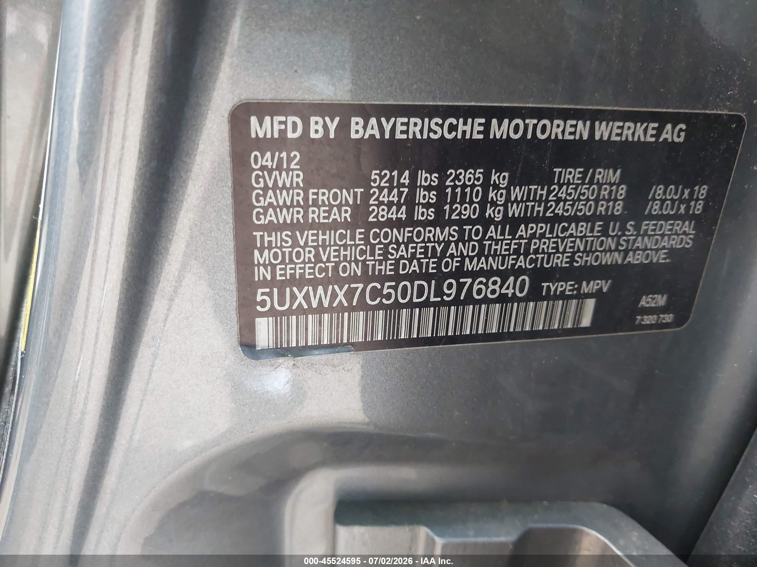2013 Bmw X3 Xdrive35i Gray vin: 5UXWX7C50DL976840