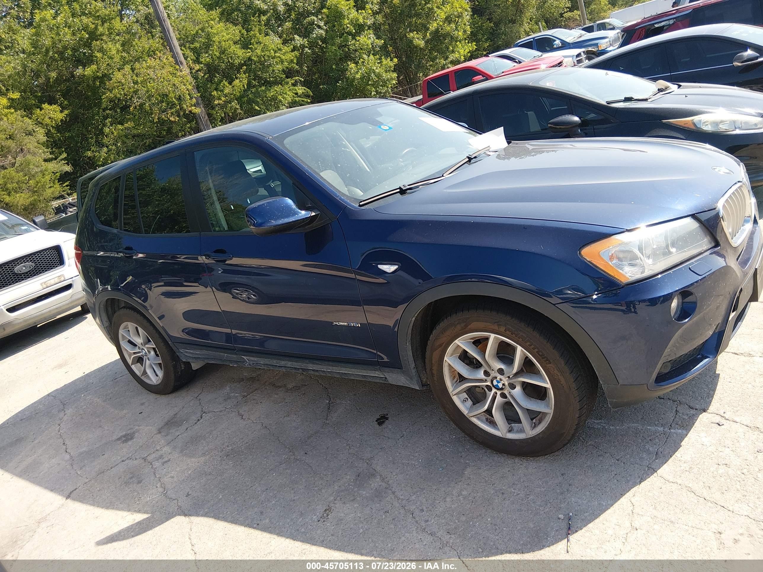 2014 Bmw X3 Xdrive35i Blue vin: 5UXWX7C50E0K31248