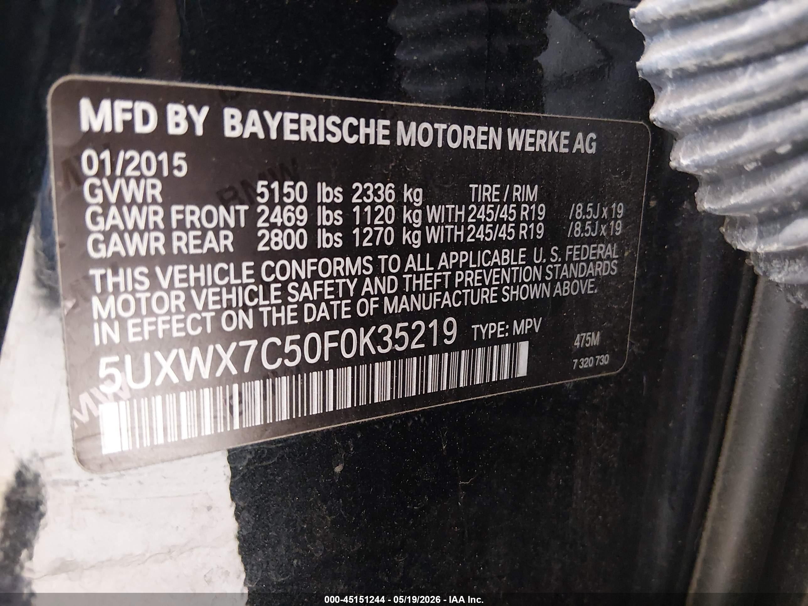 2015 Bmw X3 Xdrive35i Black vin: 5UXWX7C50F0K35219