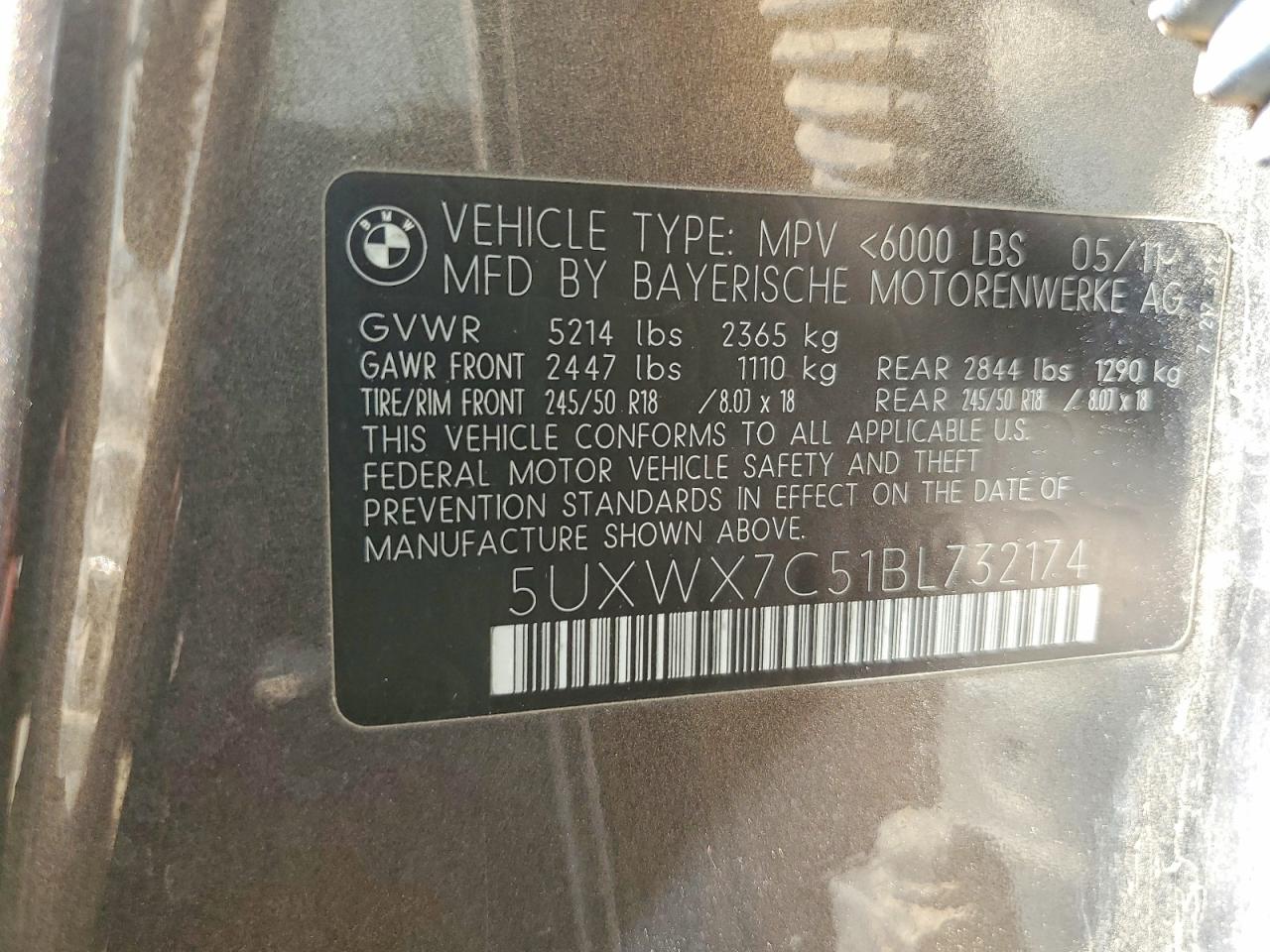 2011 Bmw X3 Xdrive35i Brown vin: 5UXWX7C51BL732174