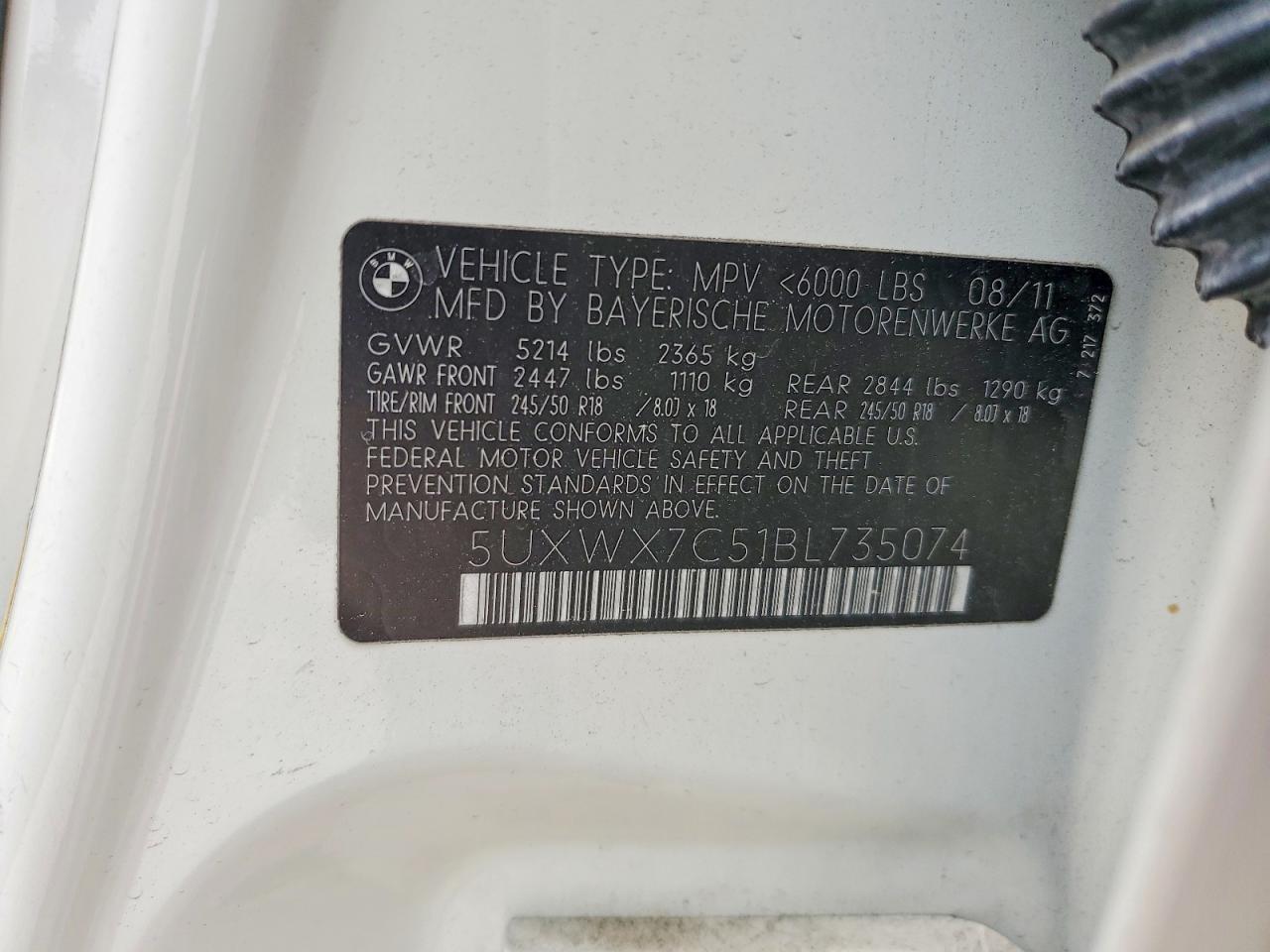 2011 Bmw X3 Xdrive35i White vin: 5UXWX7C51BL735074