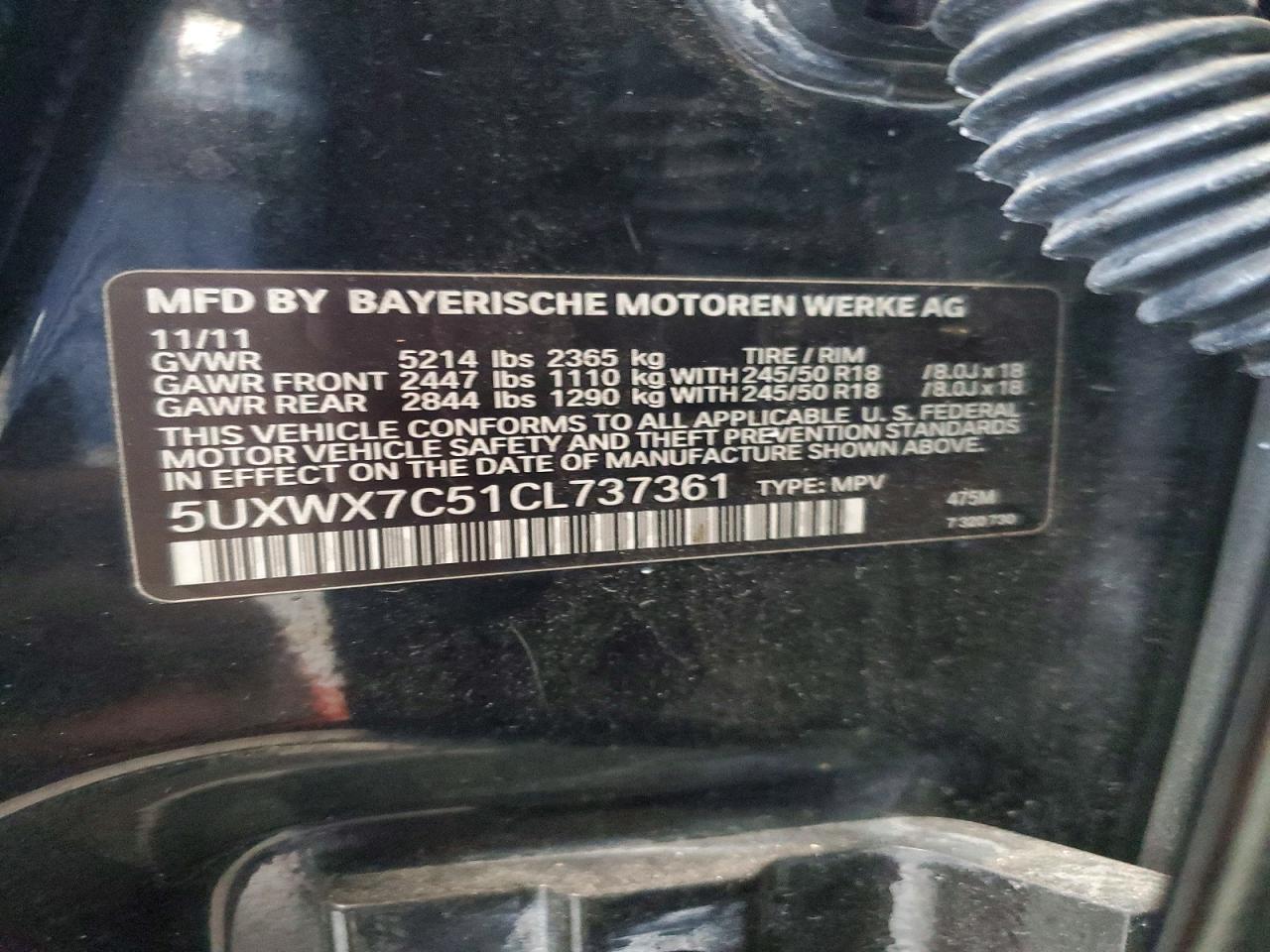 2012 Bmw X3 Xdrive35i Black vin: 5UXWX7C51CL737361