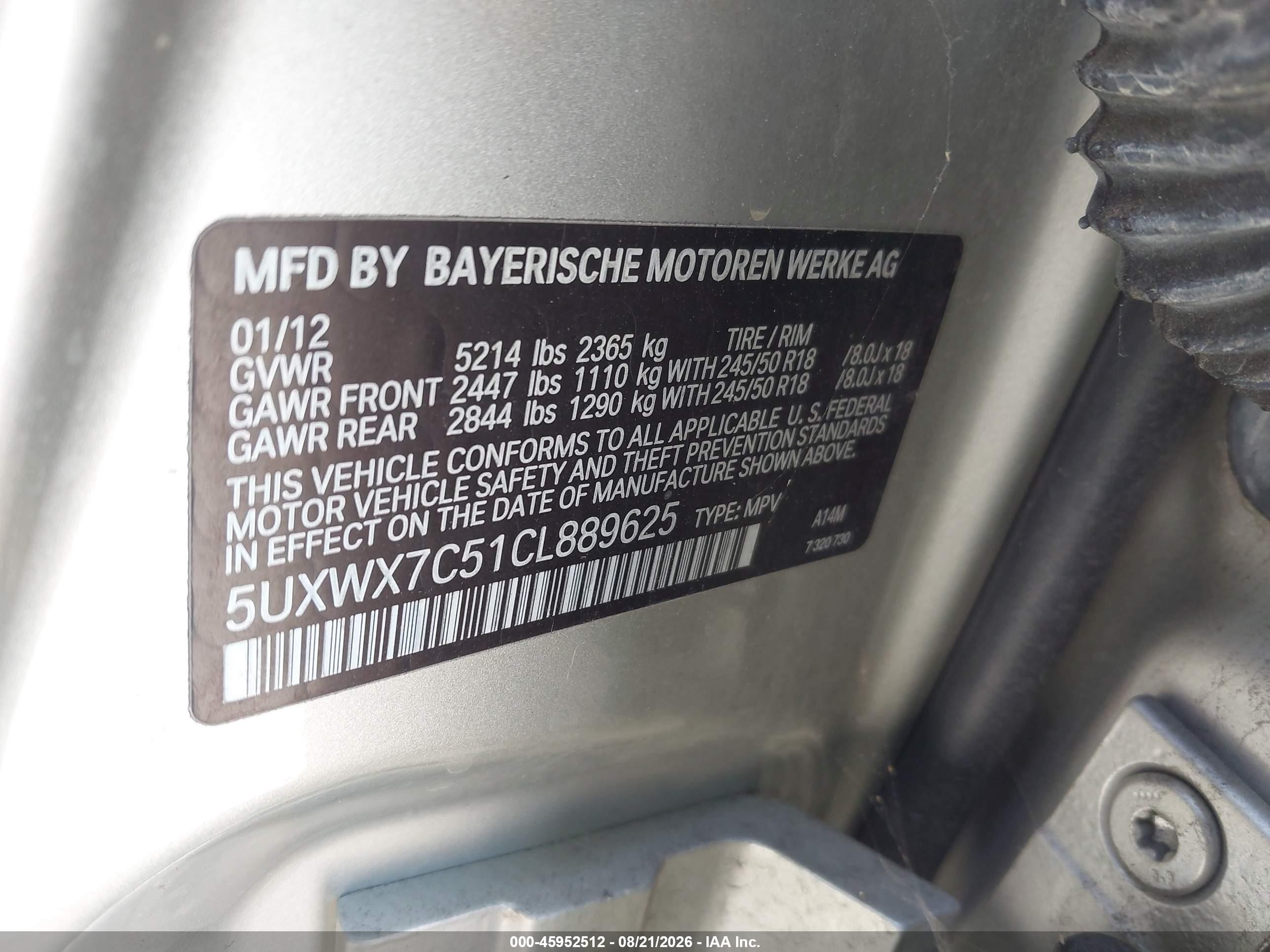 2012 Bmw X3 Xdrive35i Silver vin: 5UXWX7C51CL889625