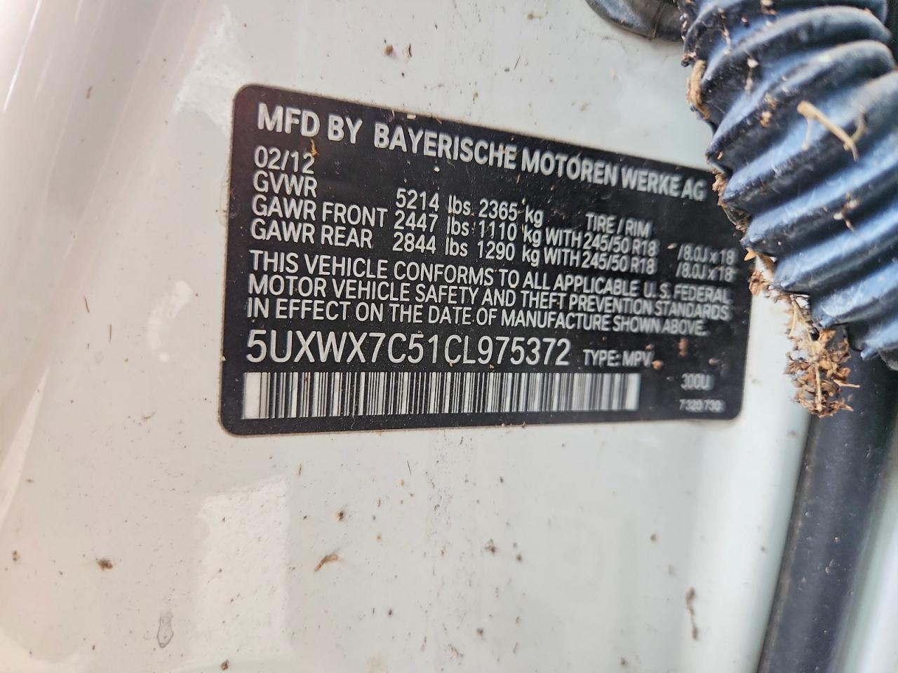 2012 Bmw X3 Xdrive35i White vin: 5UXWX7C51CL975372