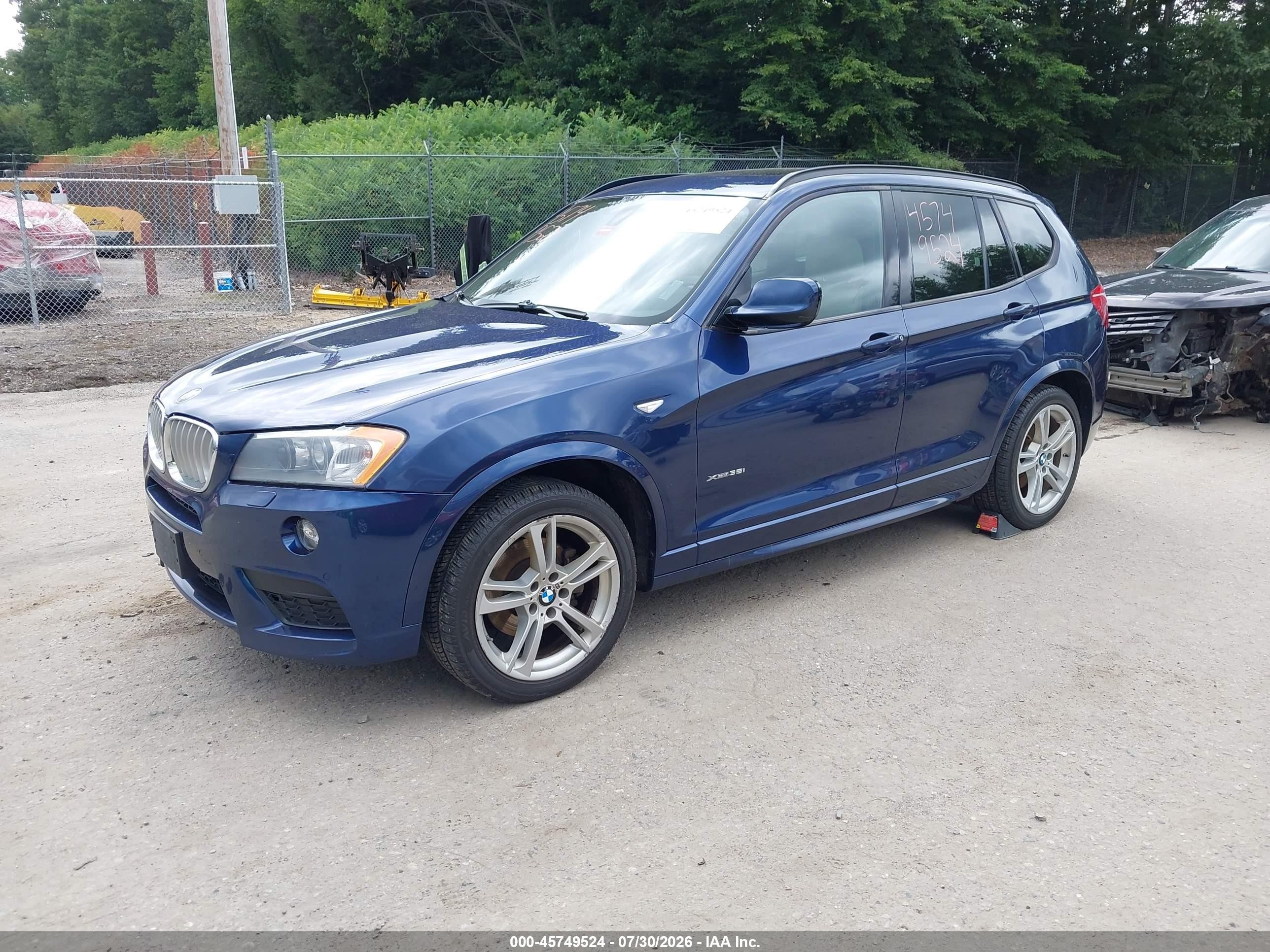 2014 Bmw X3 Xdrive35i Blue vin: 5UXWX7C51E0E81049