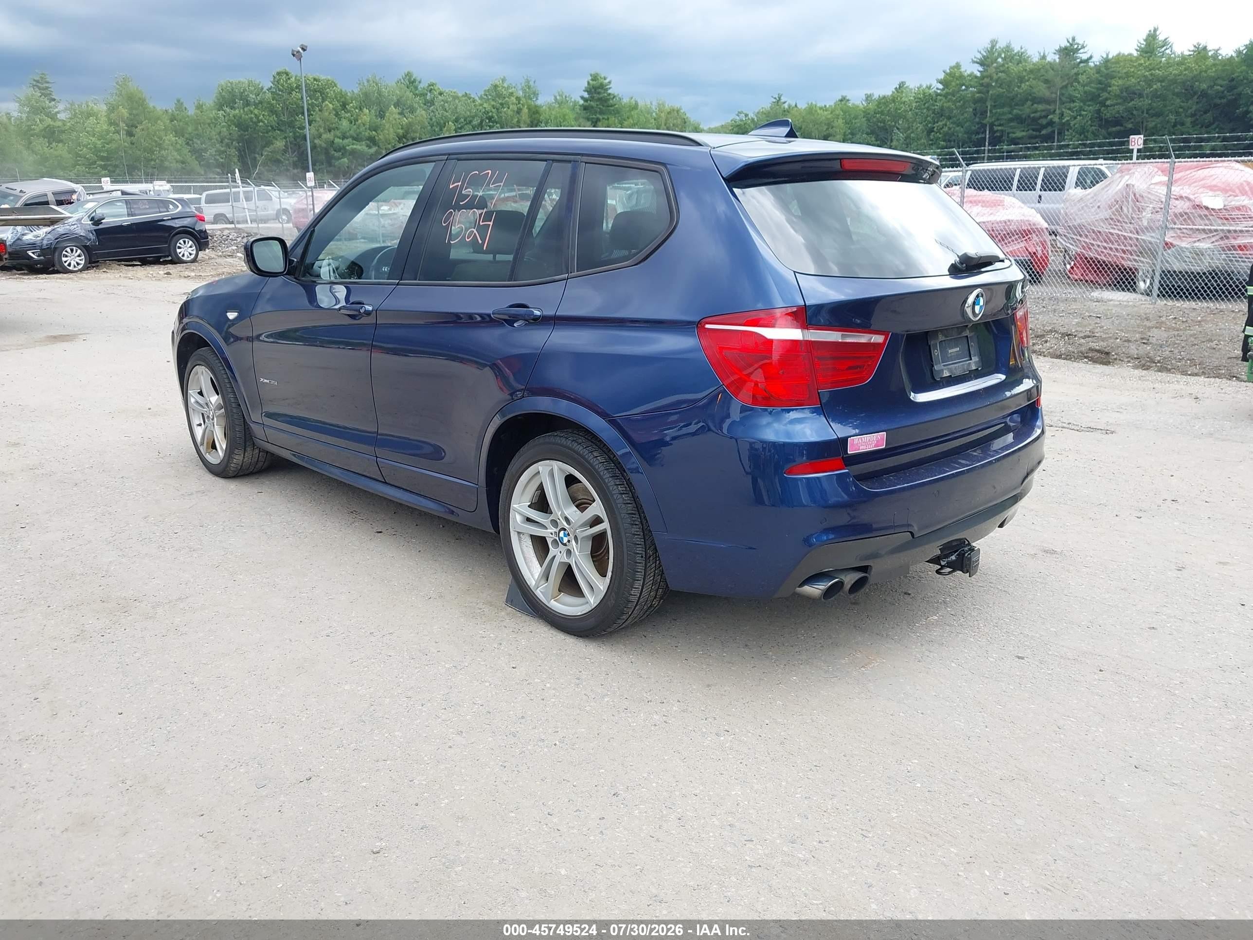 2014 Bmw X3 Xdrive35i Blue vin: 5UXWX7C51E0E81049