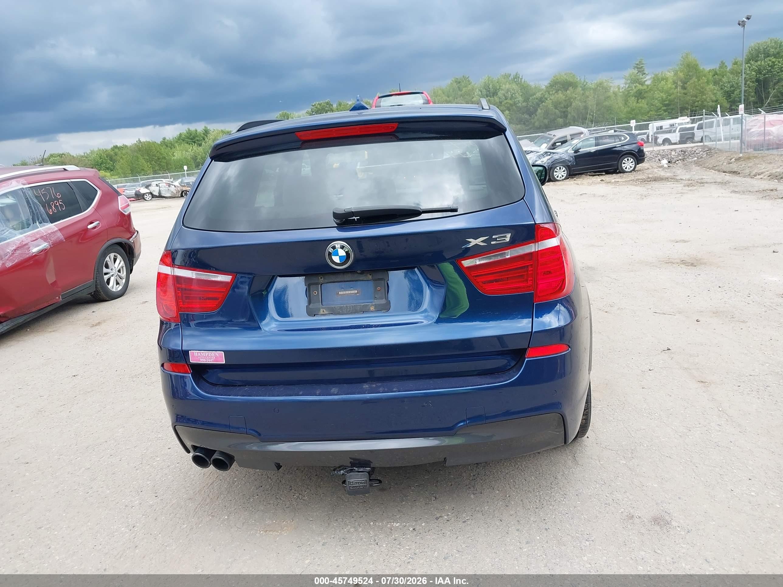 2014 Bmw X3 Xdrive35i Blue vin: 5UXWX7C51E0E81049