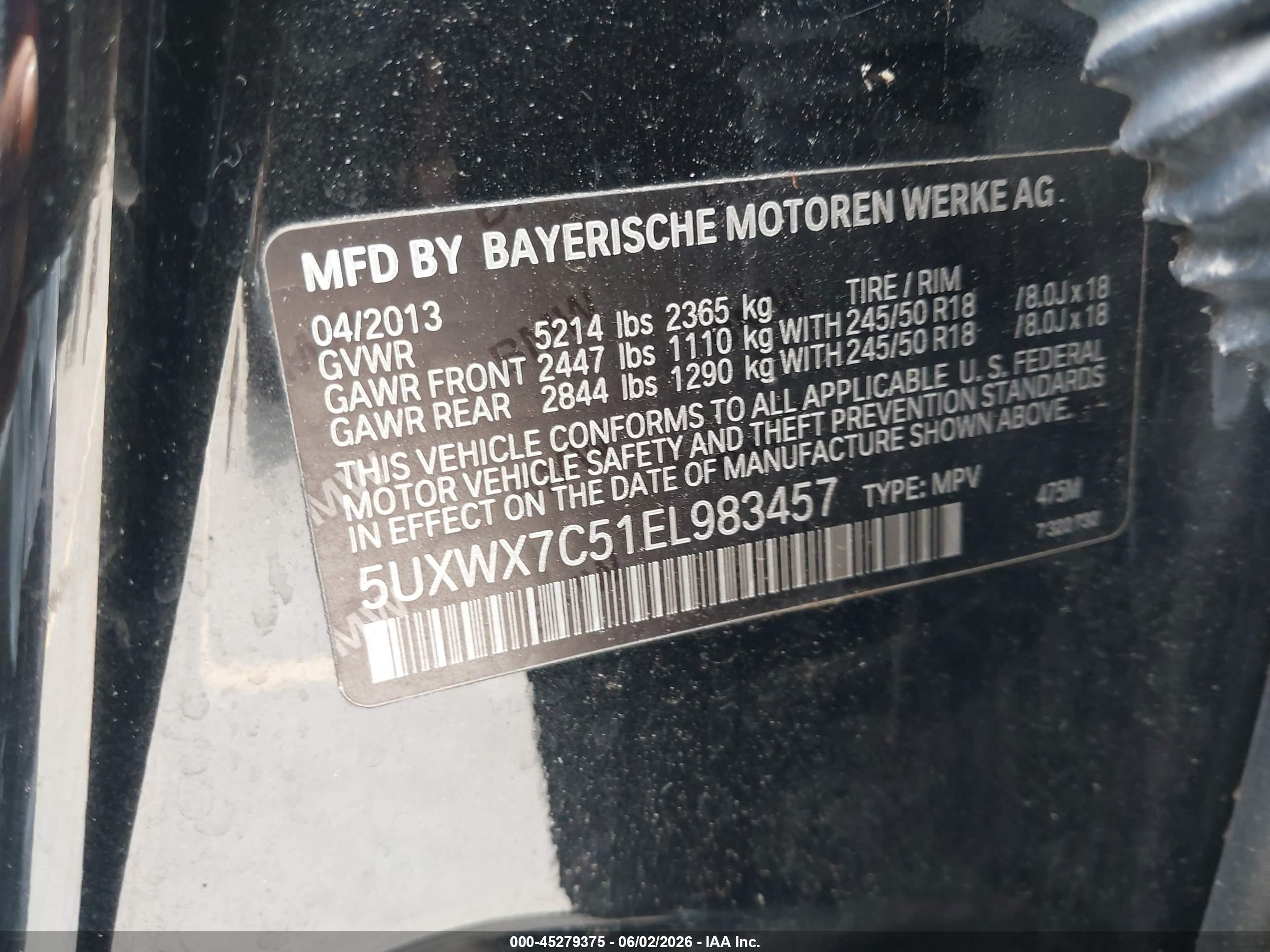 2014 Bmw X3 Xdrive35i Black vin: 5UXWX7C51EL983457