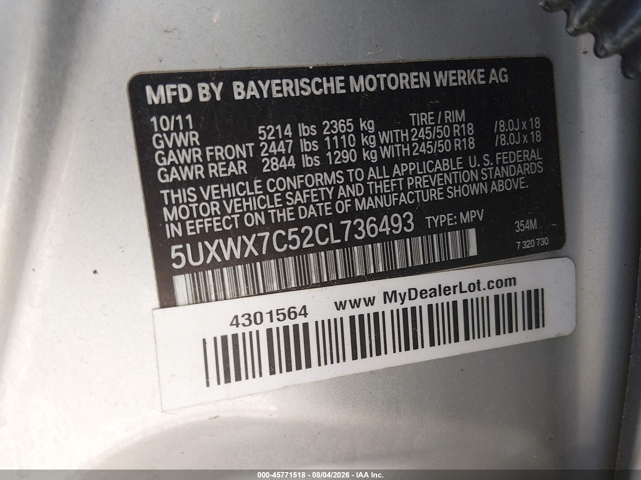 2012 Bmw X3 Xdrive35i Silver vin: 5UXWX7C52CL736493