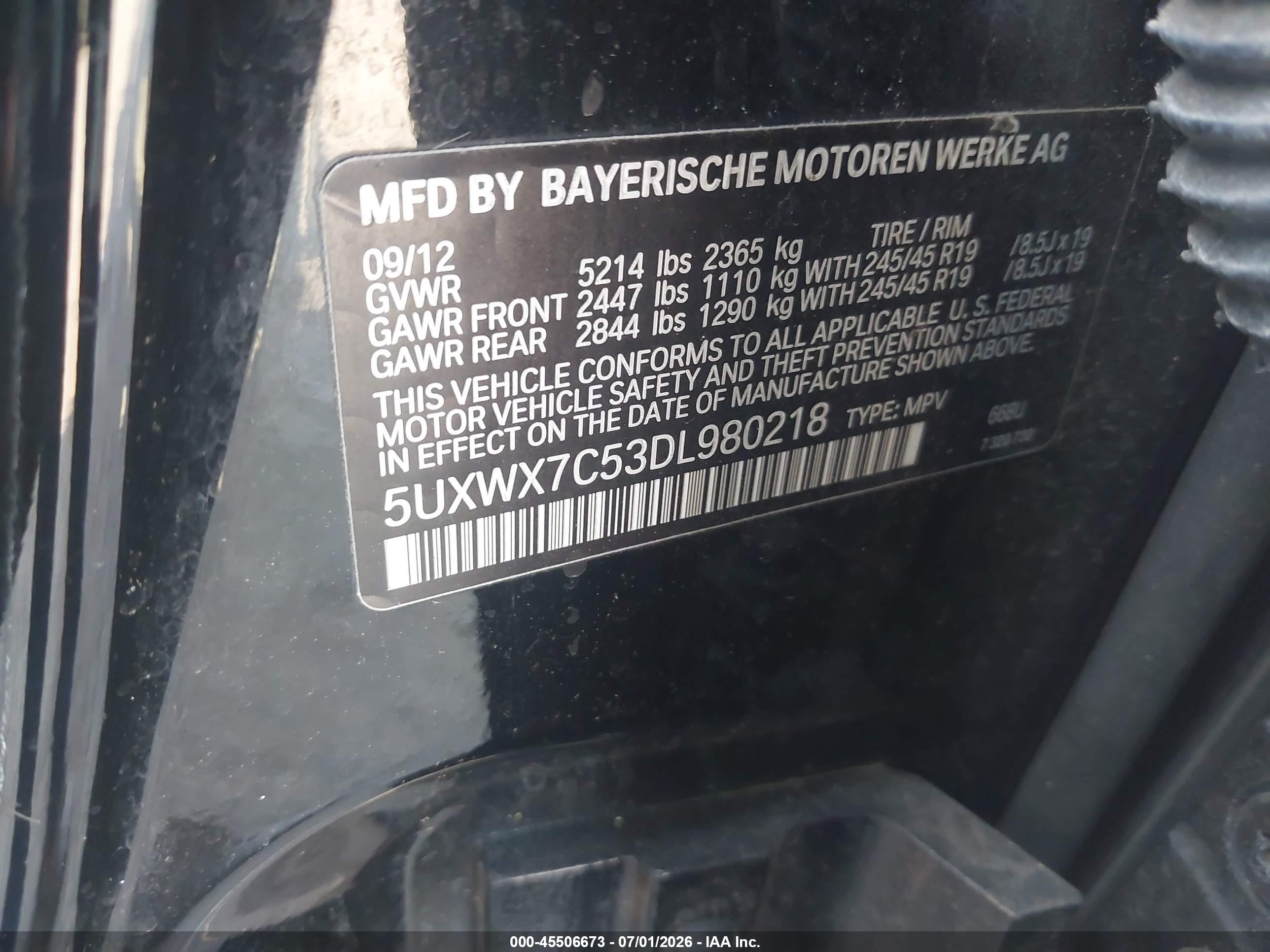 2013 Bmw X3 Xdrive35i Black vin: 5UXWX7C53DL980218