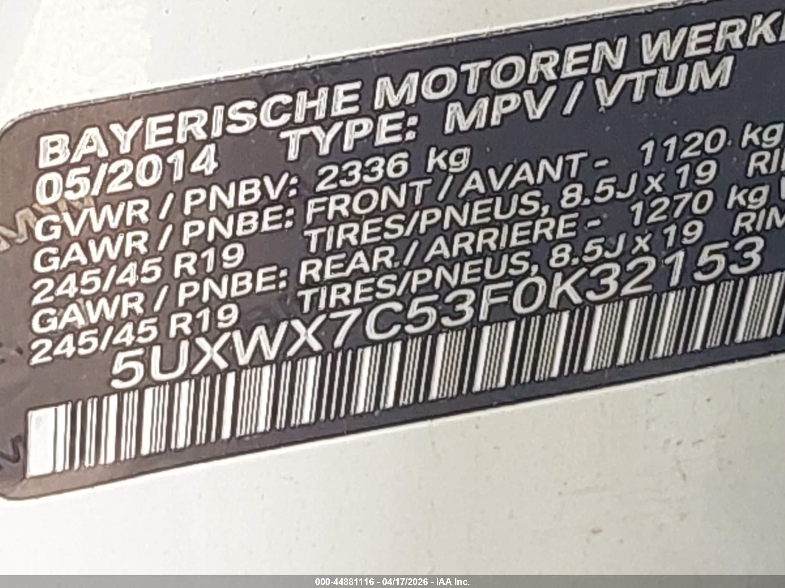 2015 Bmw X3 Xdrive35i White vin: 5UXWX7C53F0K32153