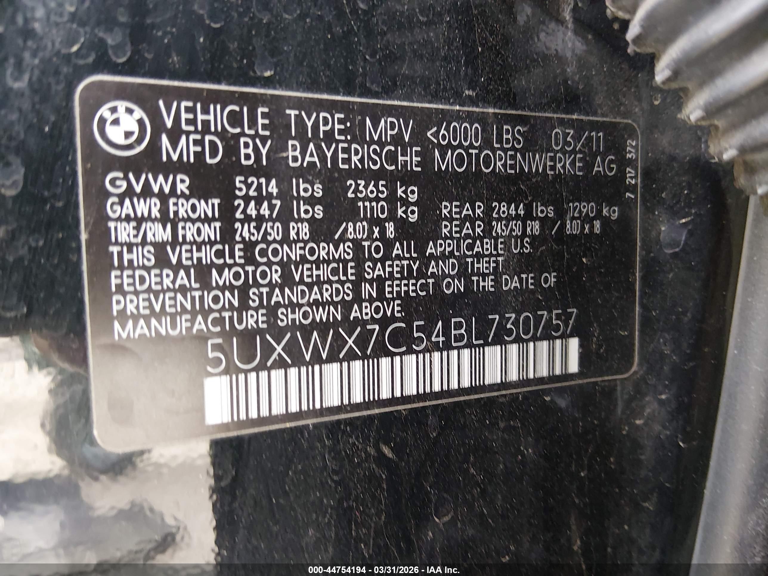 2011 Bmw X3 Xdrive35i Black vin: 5UXWX7C54BL730757