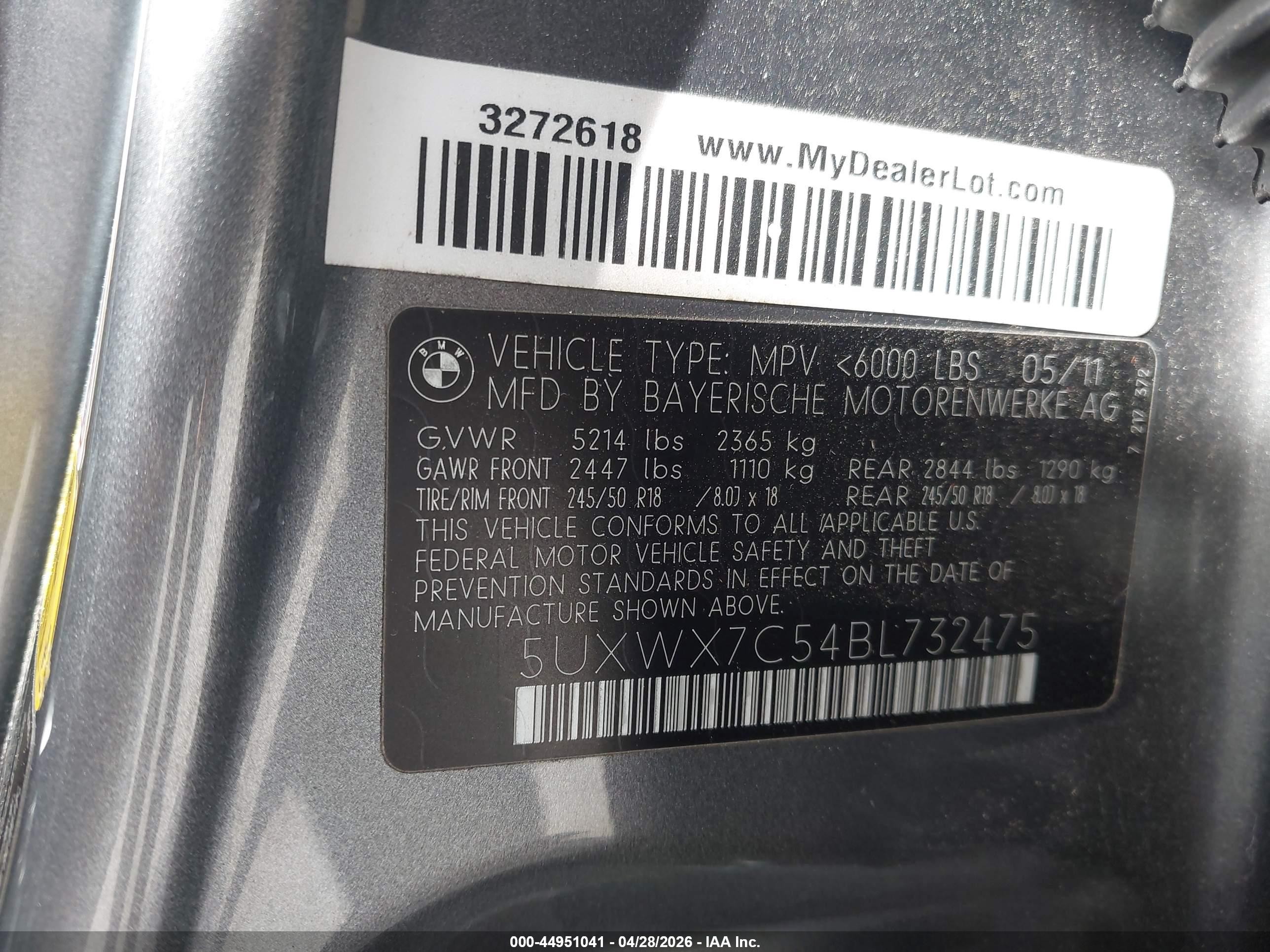 2011 Bmw X3 Xdrive35i Gray vin: 5UXWX7C54BL732475