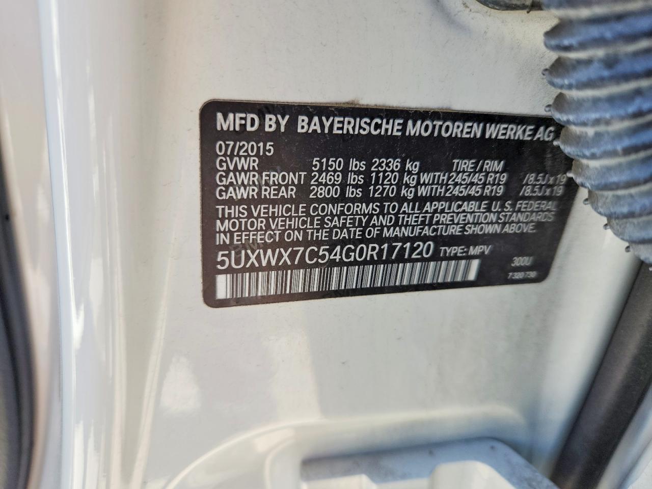 2016 Bmw X3 Xdrive35i Белый vin: 5UXWX7C54G0R17120