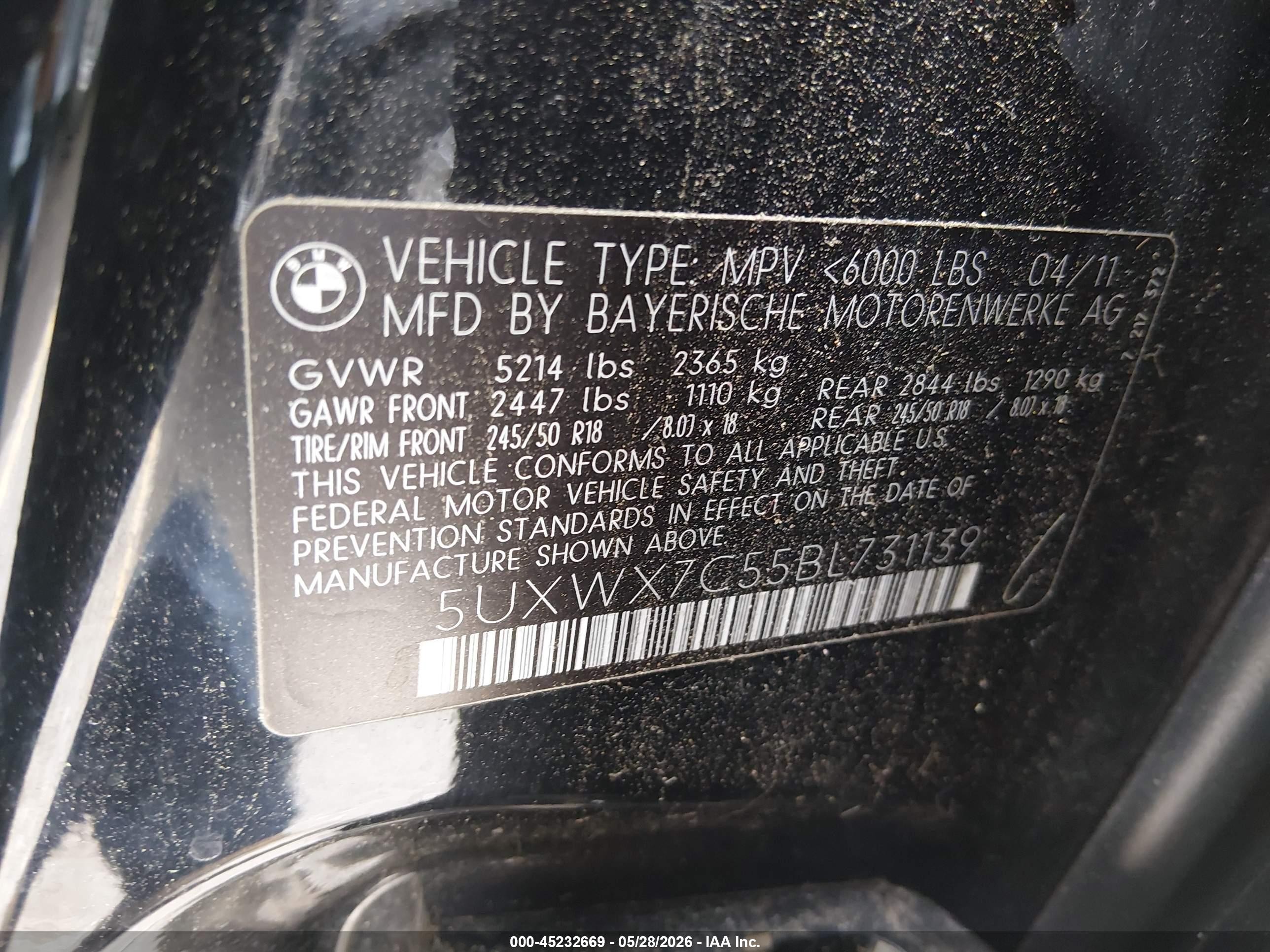 2011 Bmw X3 Xdrive35i Black vin: 5UXWX7C55BL731139