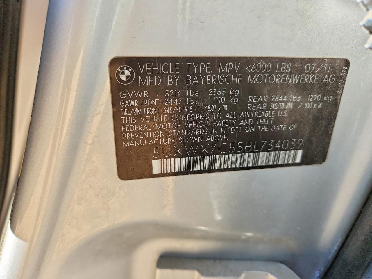 2011 Bmw X3 Xdrive35i Silver vin: 5UXWX7C55BL734039
