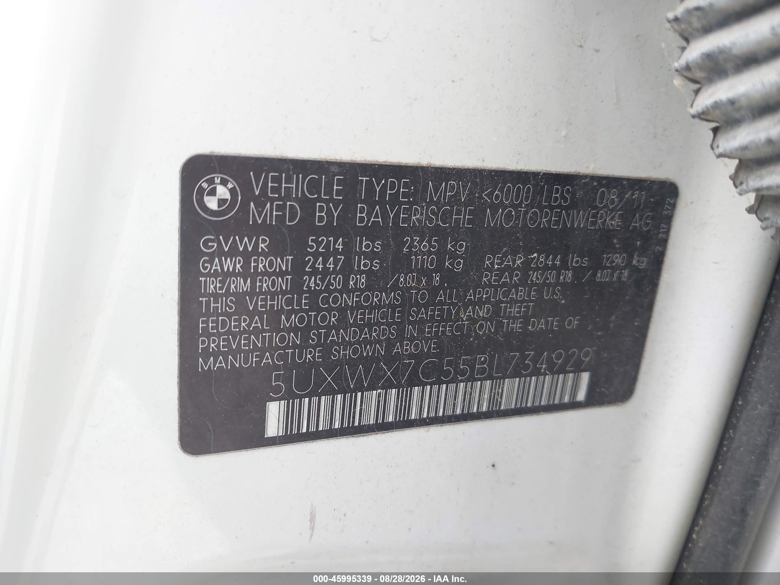 2011 Bmw X3 Xdrive35i Белый vin: 5UXWX7C55BL734929