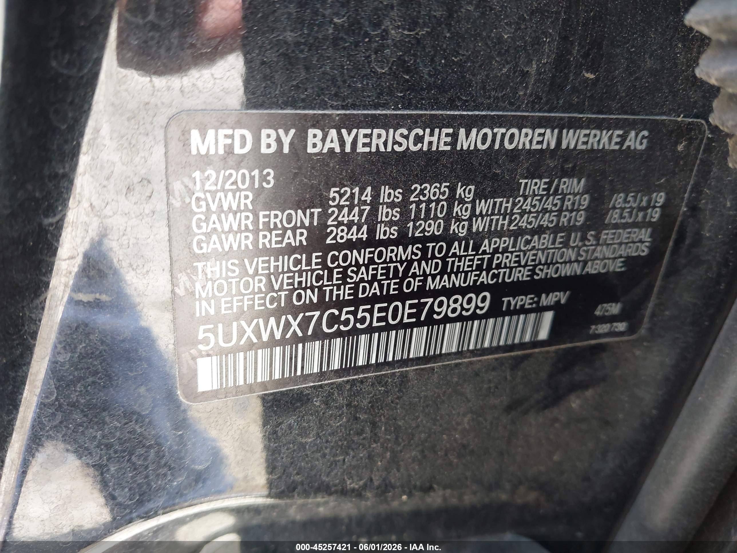 2014 Bmw X3 Xdrive35i Черный vin: 5UXWX7C55E0E79899