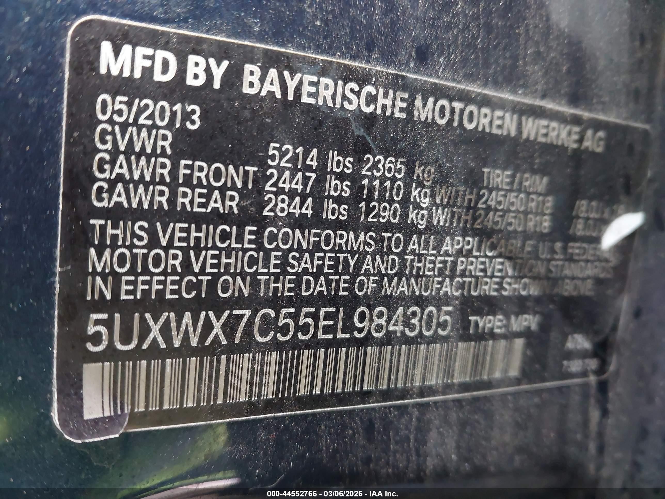 2014 Bmw X3 Xdrive35i Blue vin: 5UXWX7C55EL984305