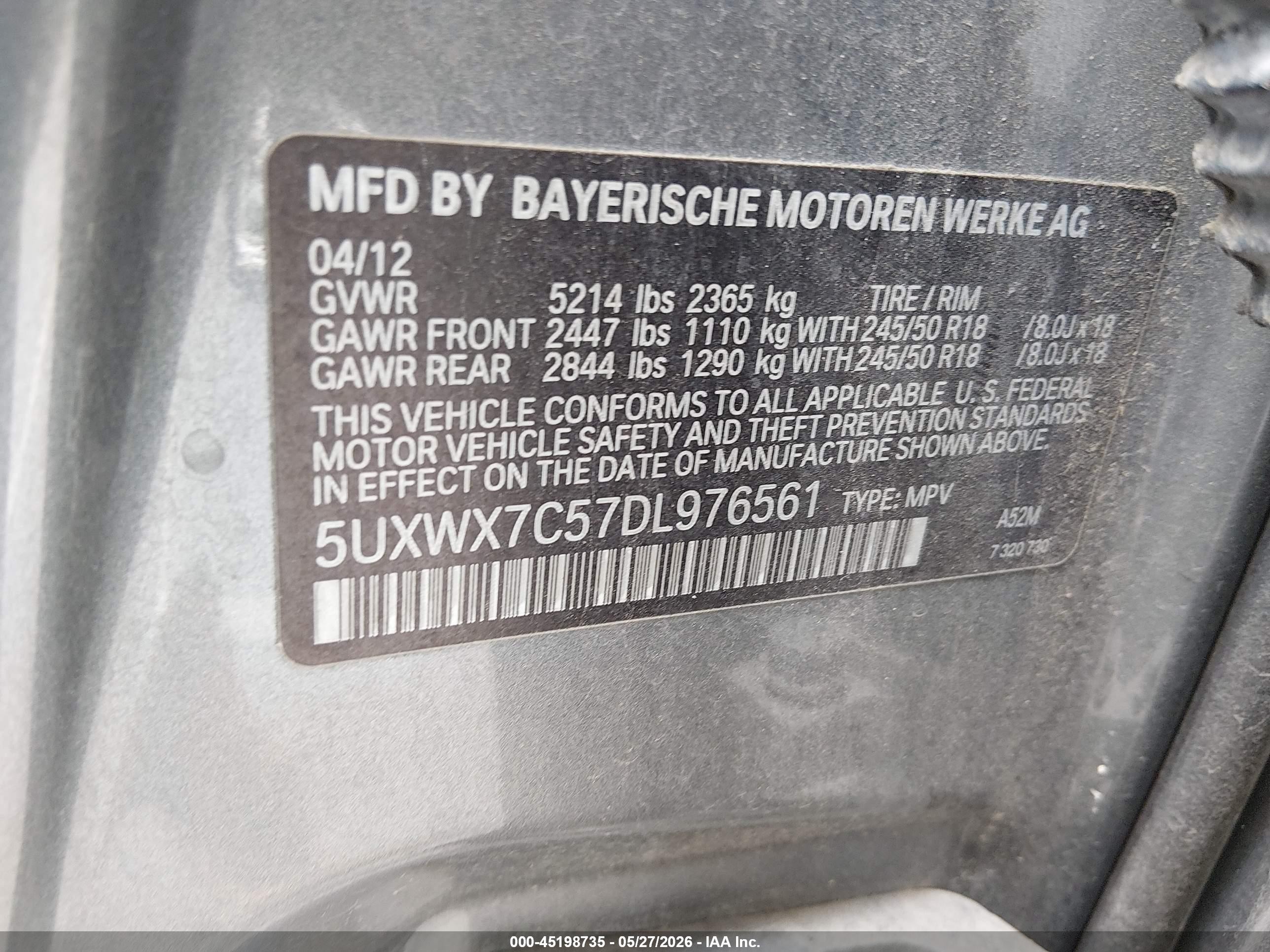 2013 Bmw X3 Xdrive35i Gray vin: 5UXWX7C57DL976561