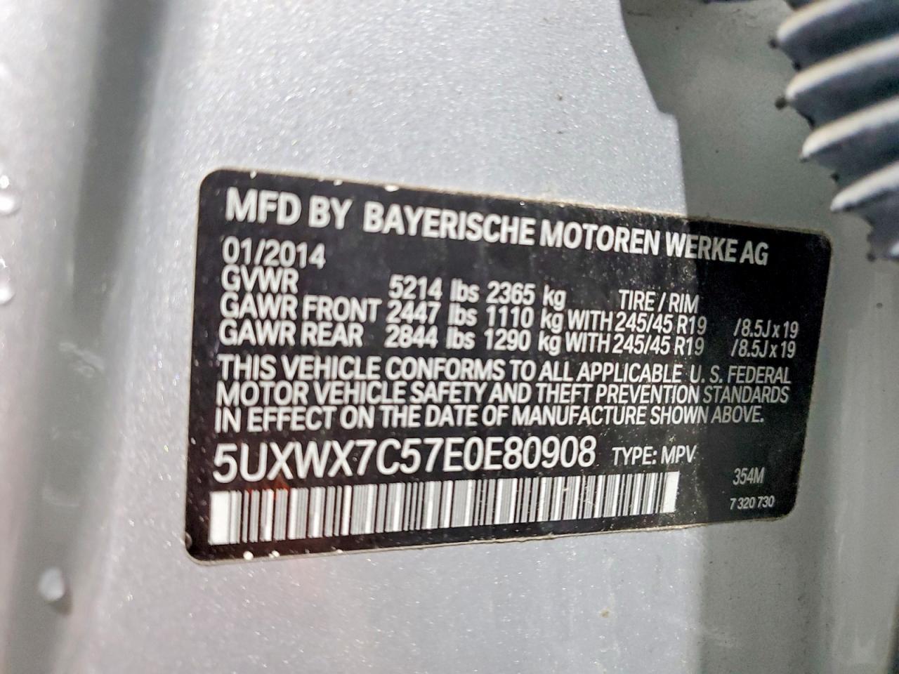 2014 Bmw X3 Xdrive35i Silver vin: 5UXWX7C57E0E80908