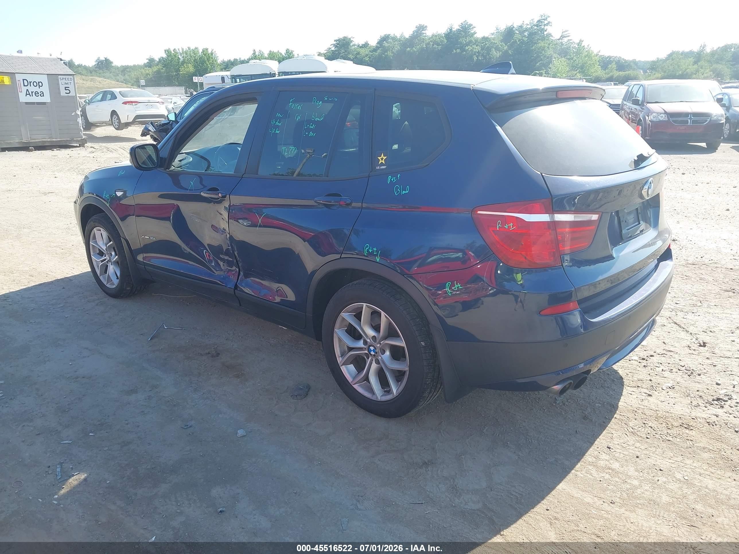 2011 Bmw X3 Xdrive35i Dark Blue vin: 5UXWX7C58BL731572