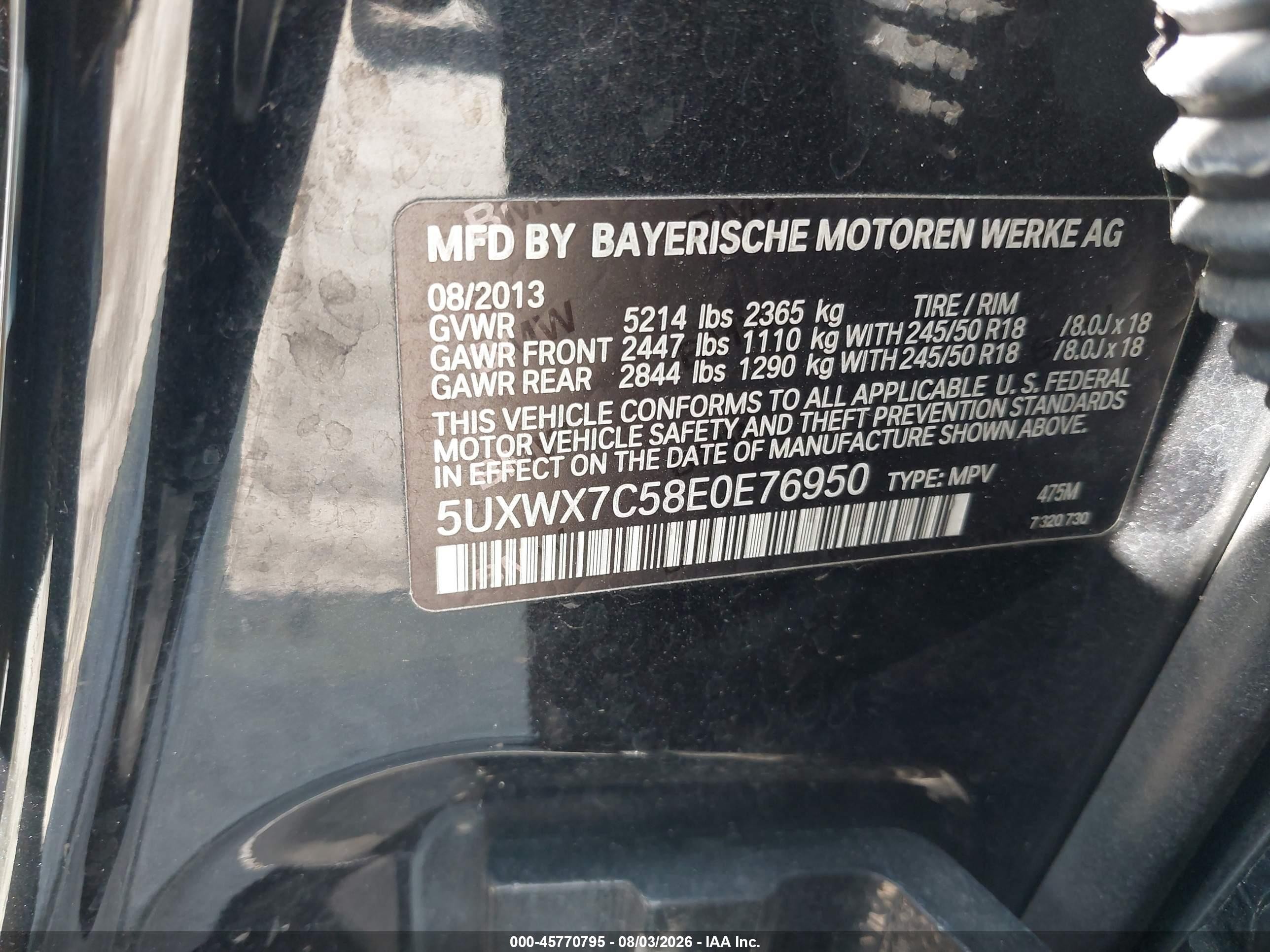 2014 Bmw X3 Xdrive35i Black vin: 5UXWX7C58E0E76950
