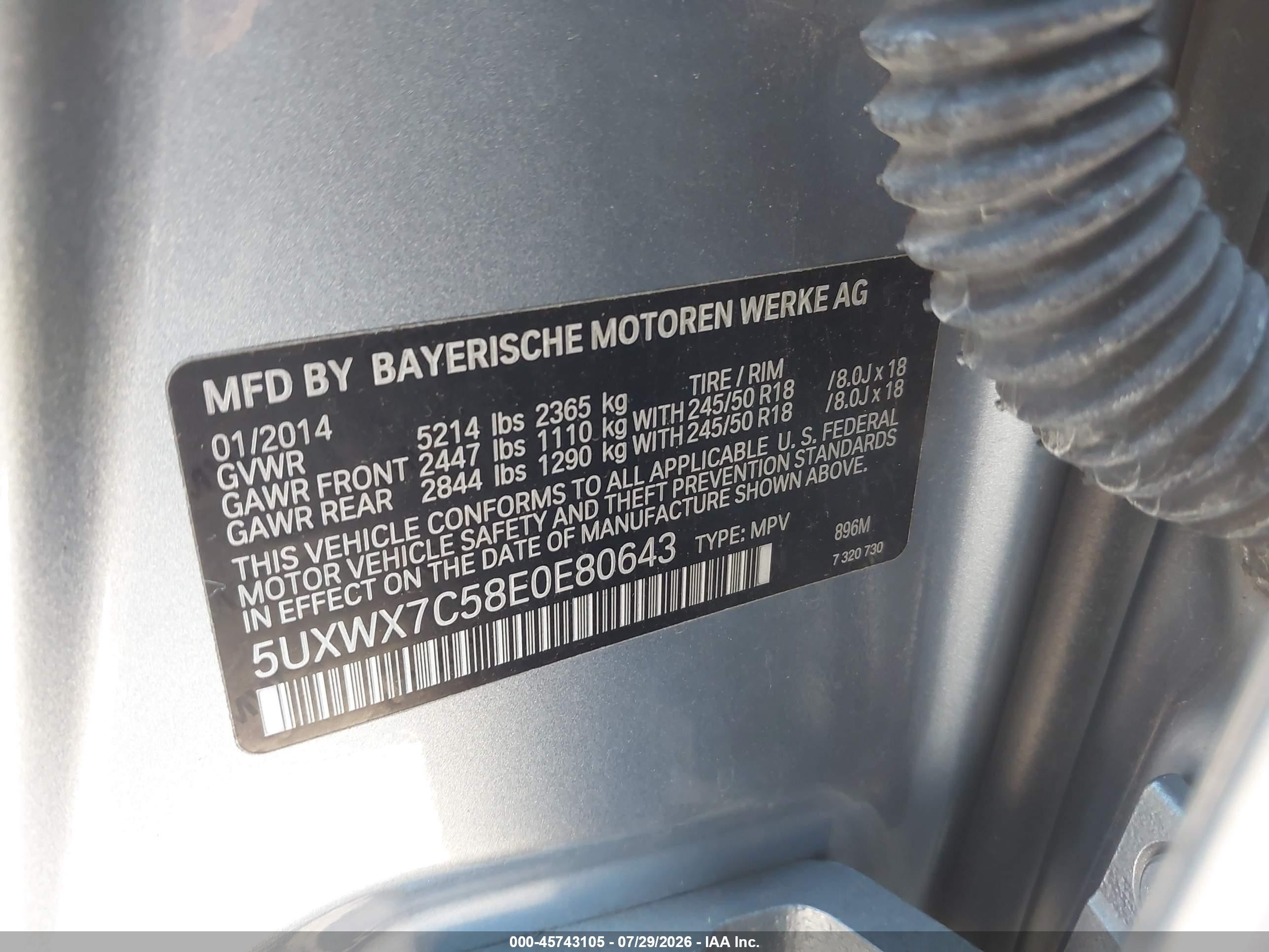 2014 Bmw X3 Xdrive35i Silver vin: 5UXWX7C58E0E80643
