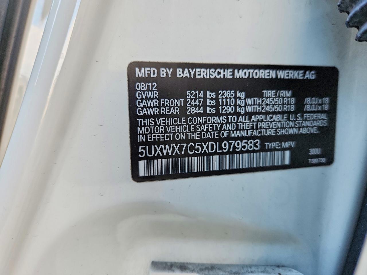 2013 Bmw X3 Xdrive35i White vin: 5UXWX7C5XDL979583