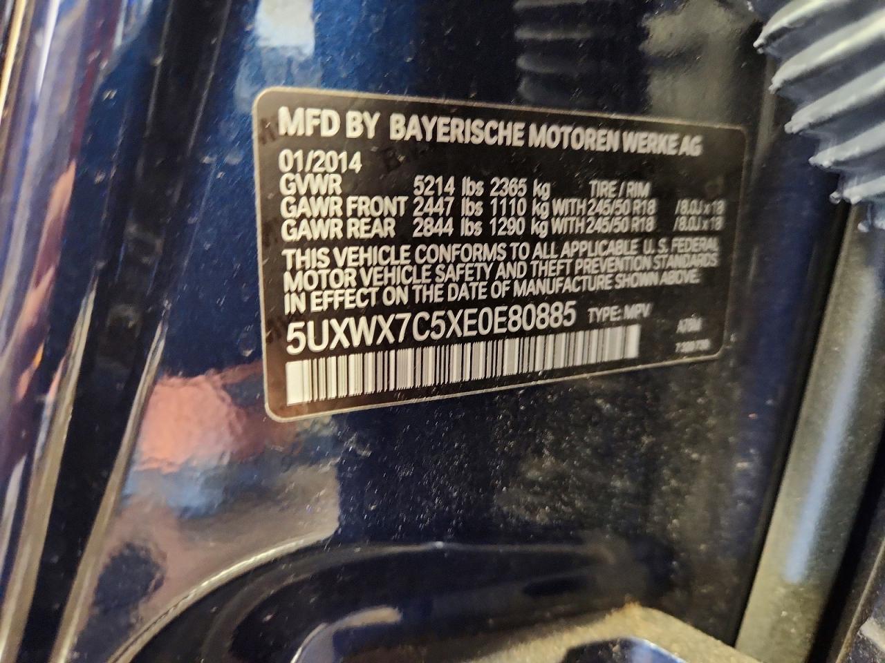 2014 Bmw X3 Xdrive35i Blue vin: 5UXWX7C5XE0E80885