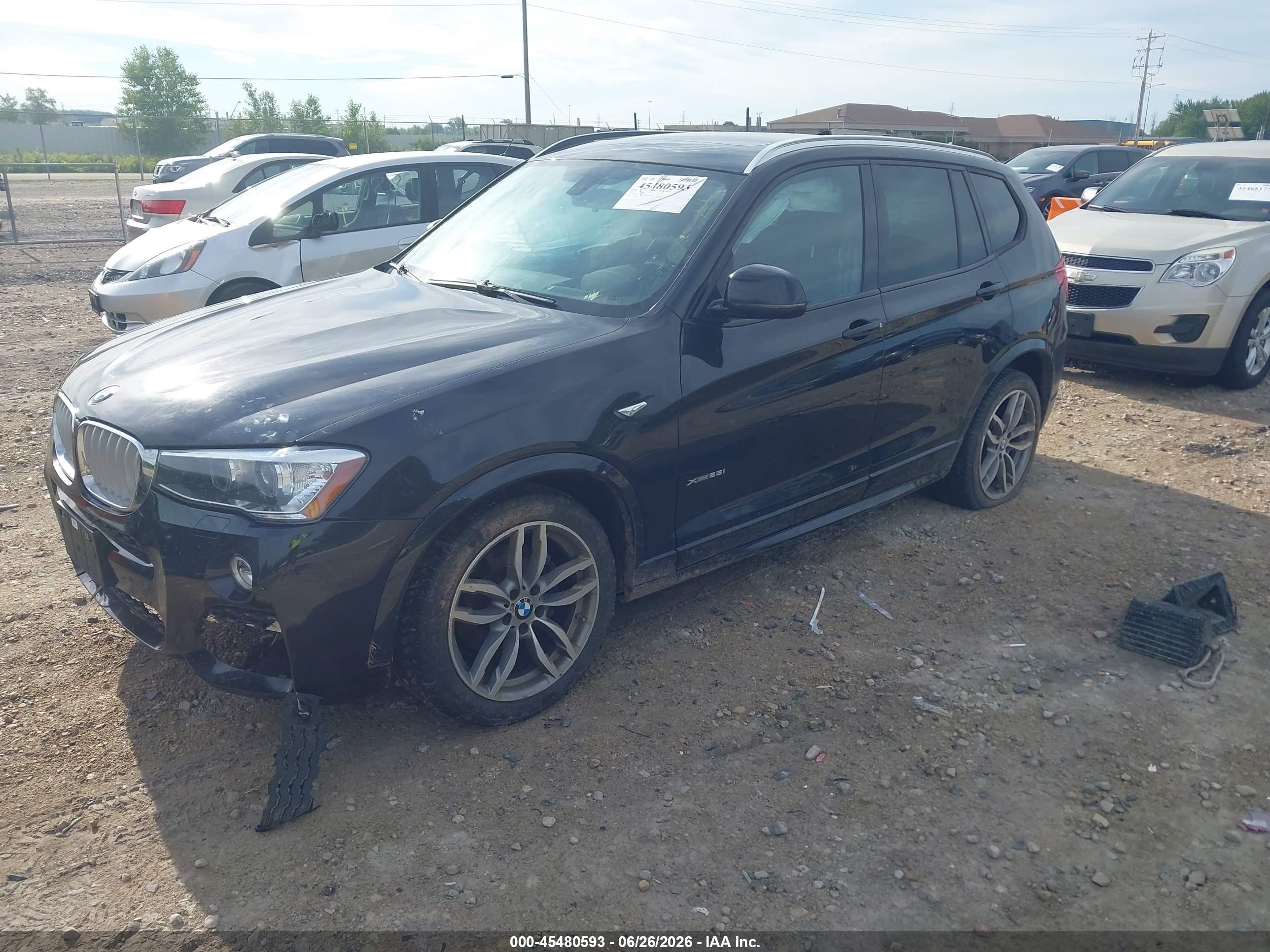 2017 Bmw X3 Xdrive28i Черный vin: 5UXWX9C35H0W74378